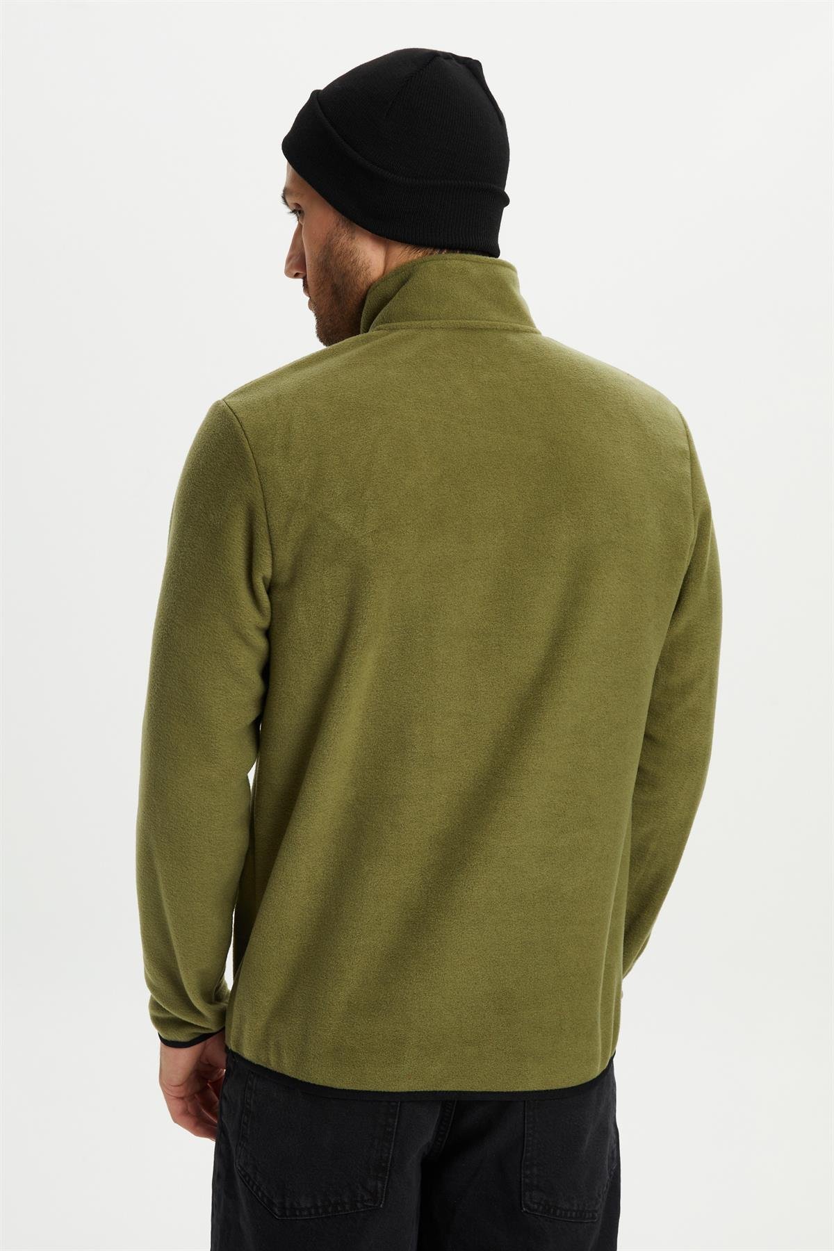 River Club Erkek Dik Yaka Yarım Fermuar Haki Kışlık Sweatshirt PO-001 Haki