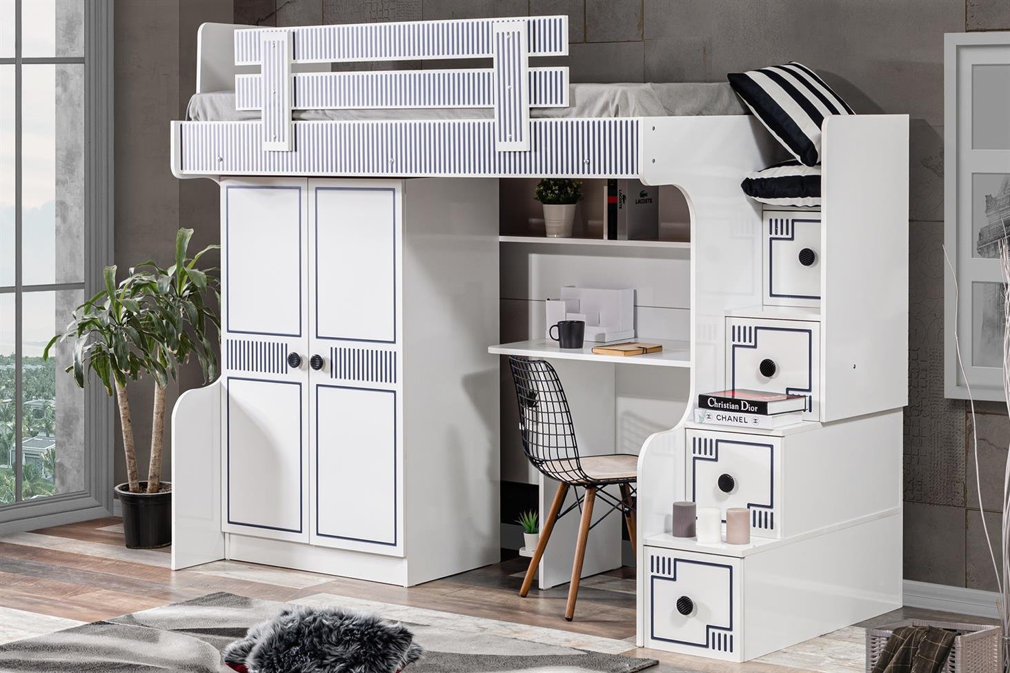 Çizgi Ranza 2 Kapaklı Dolap Masa