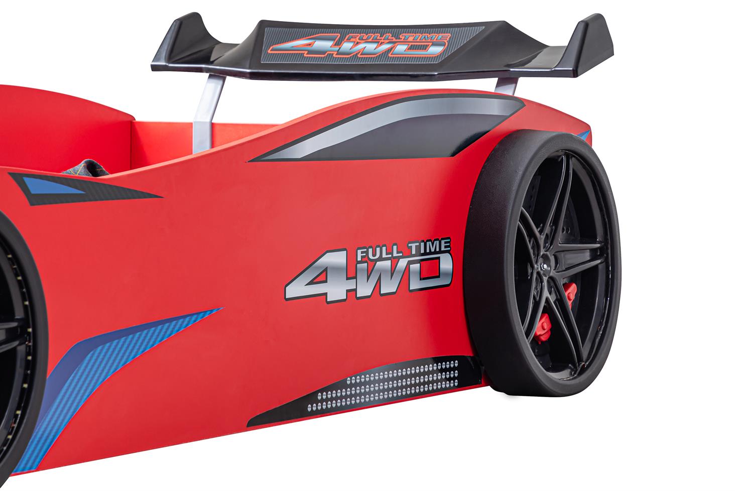 Merso Rüzgarlıklı Arabalı Yatak Karyolası Kırmızı