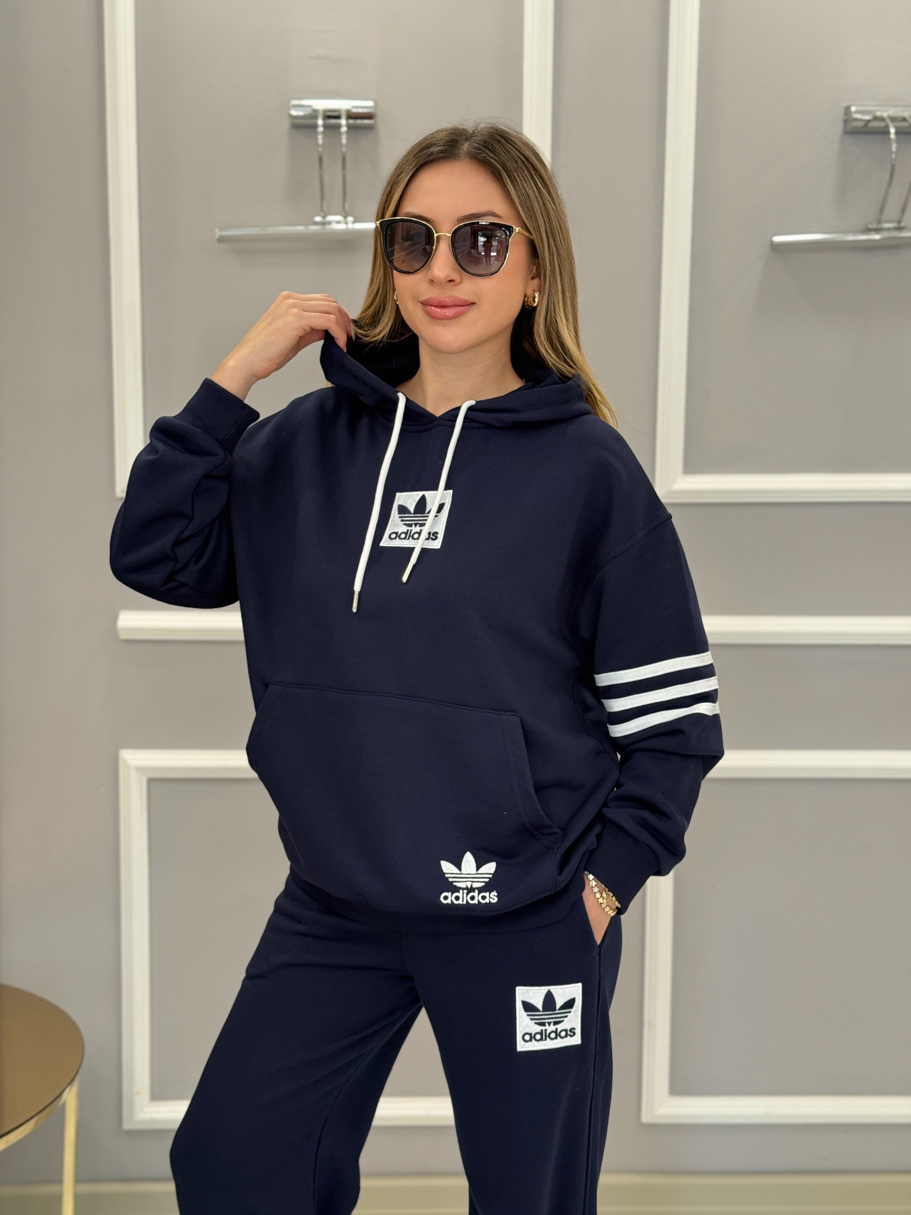 AD-DAS Premium Kapüşonlu Takım Lacivert 