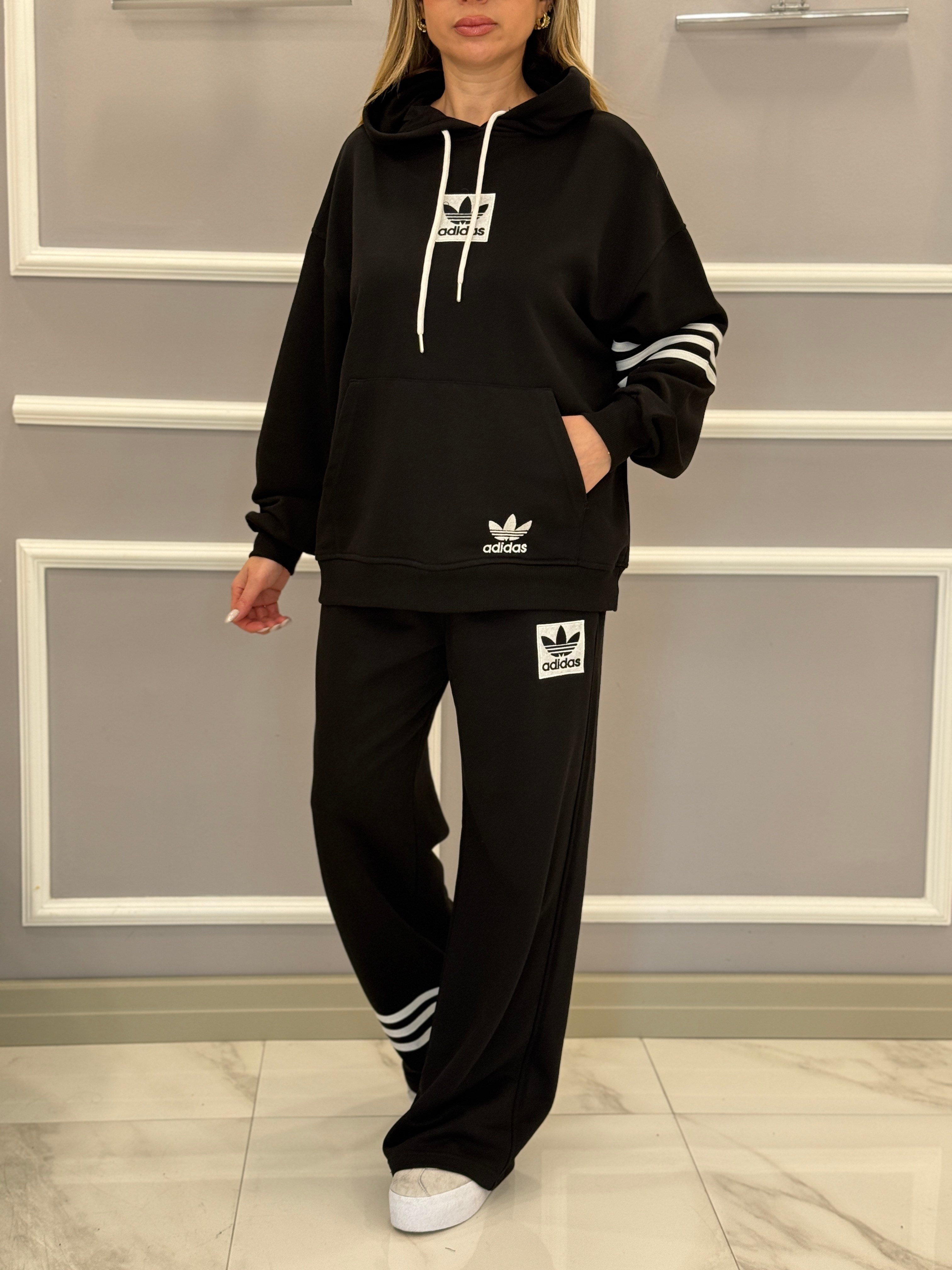 AD-DAS Premium Kapüşonlu Takım Siyah
