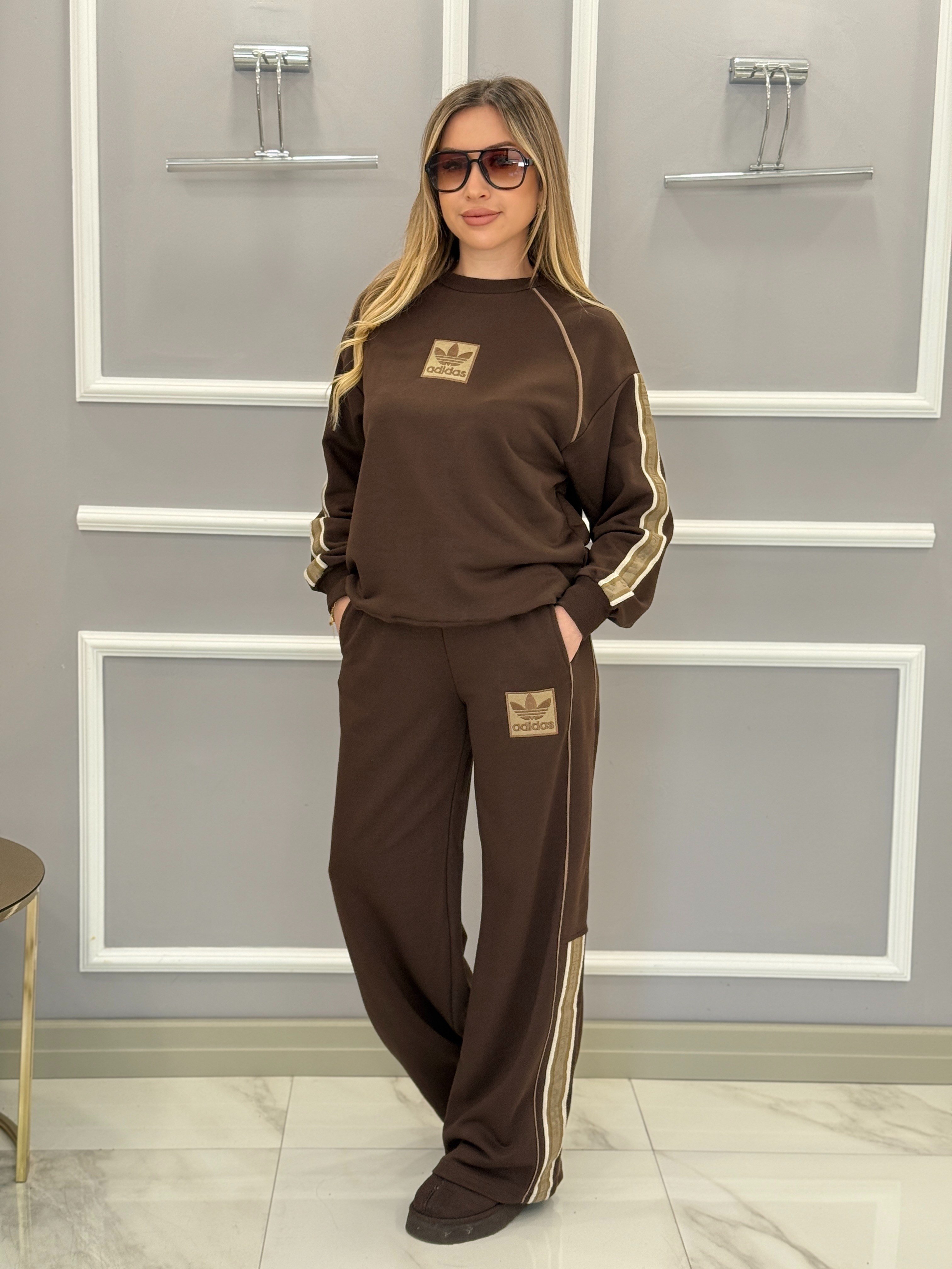 Ad-das Premium Yan Detaylı Takım Kahverengi