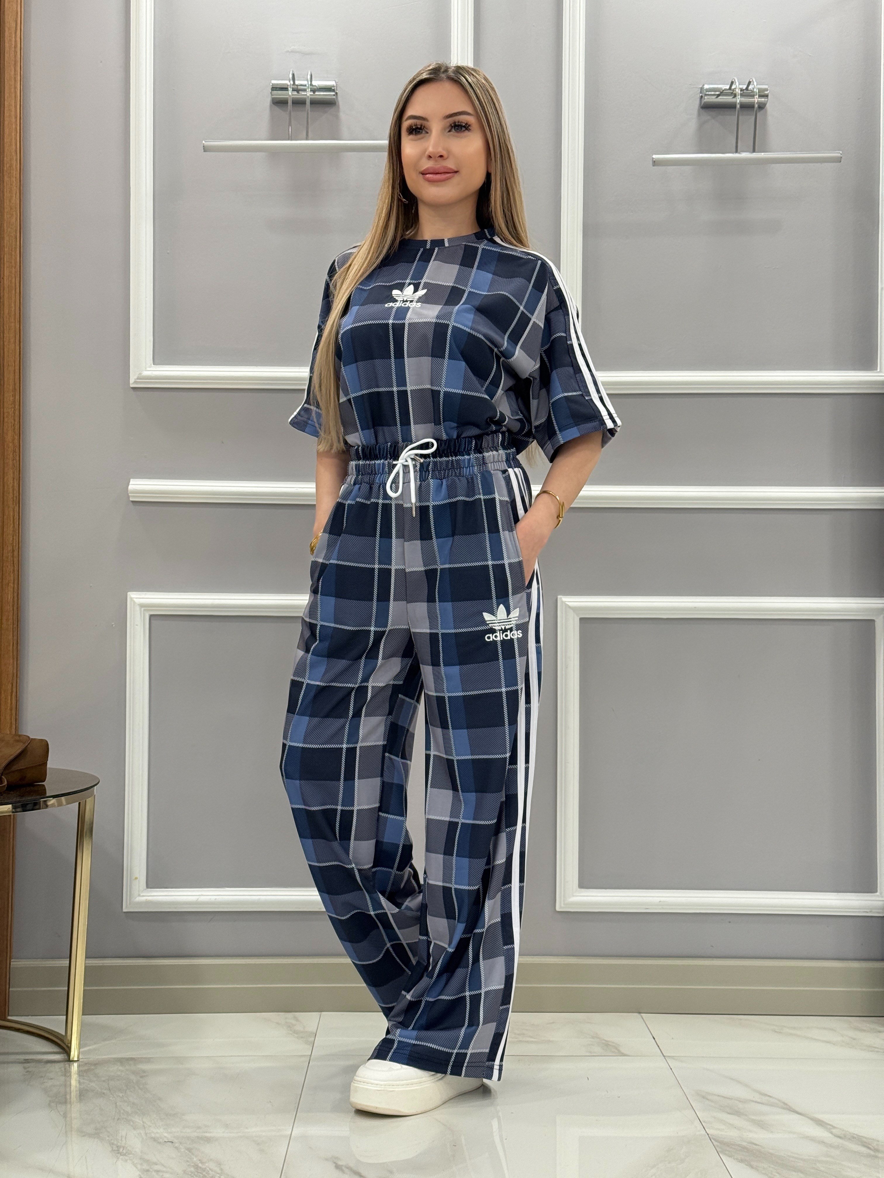 Addas Premium Ekose Lacivert Takım 