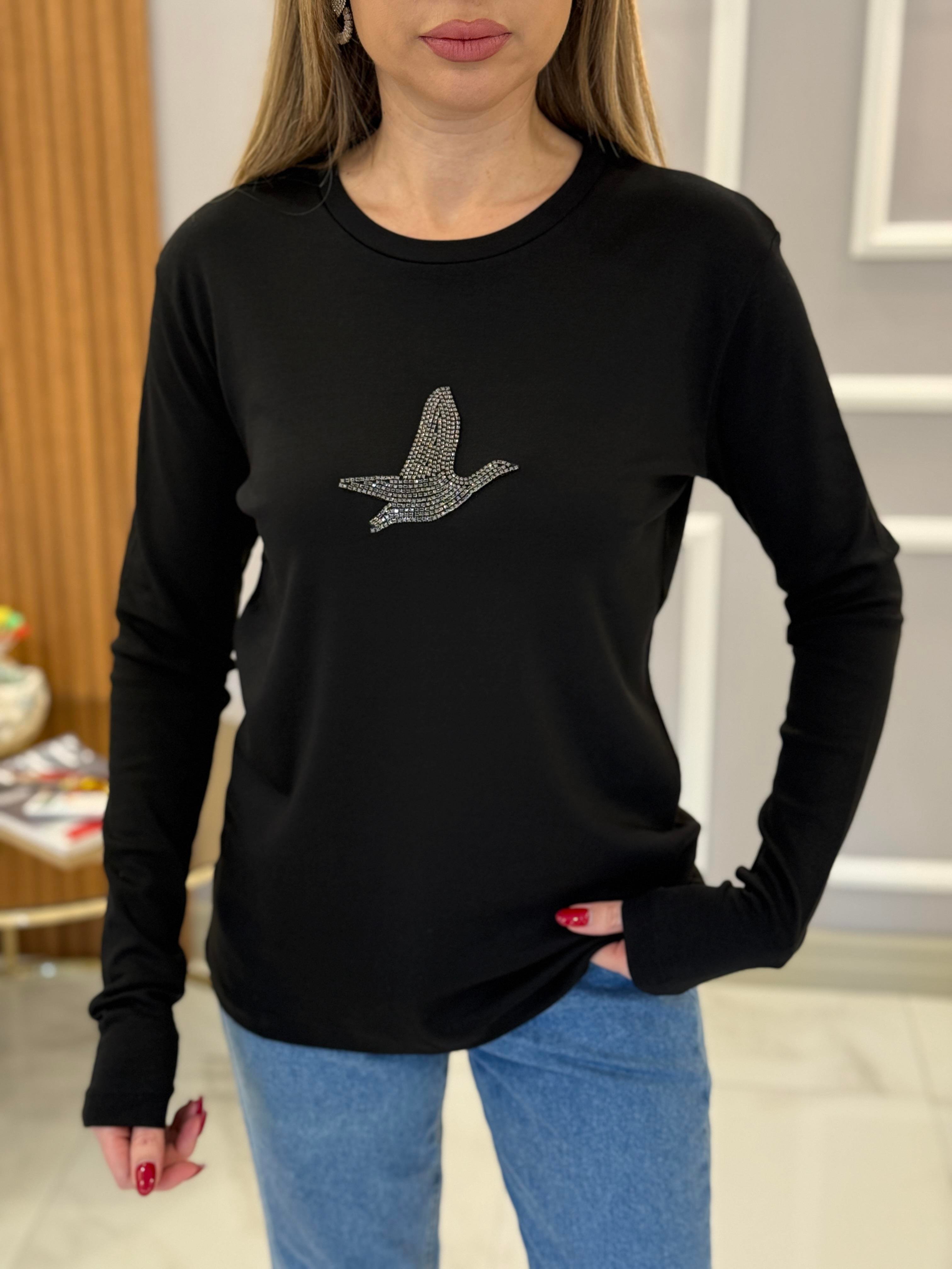 Bn Basic Taşlı Siyah Bluz 
