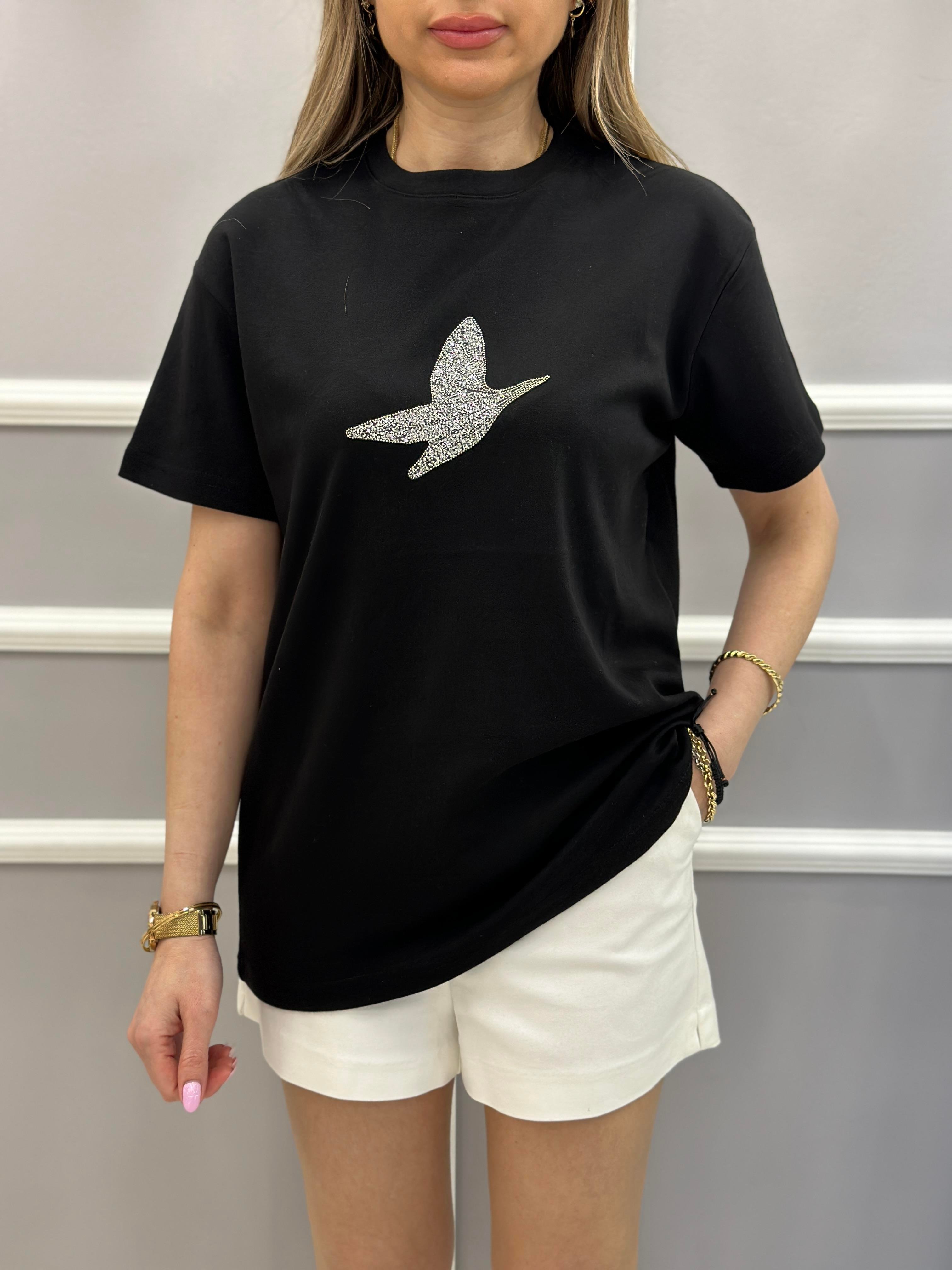 Bn T-Shirt Premium Taşlı Detaylı Siyah
