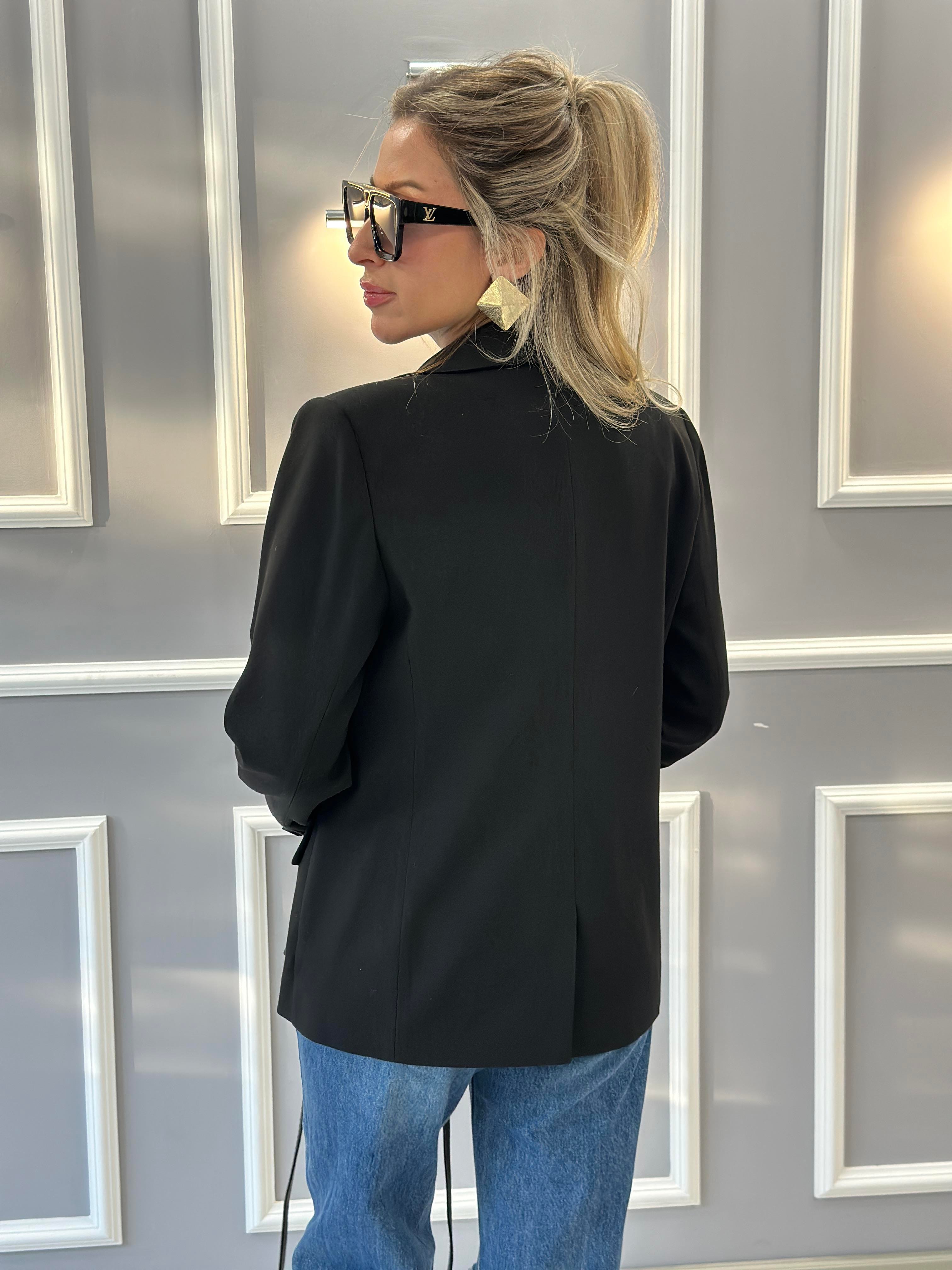 Ceket Blazer Kot Detaylı Siyah