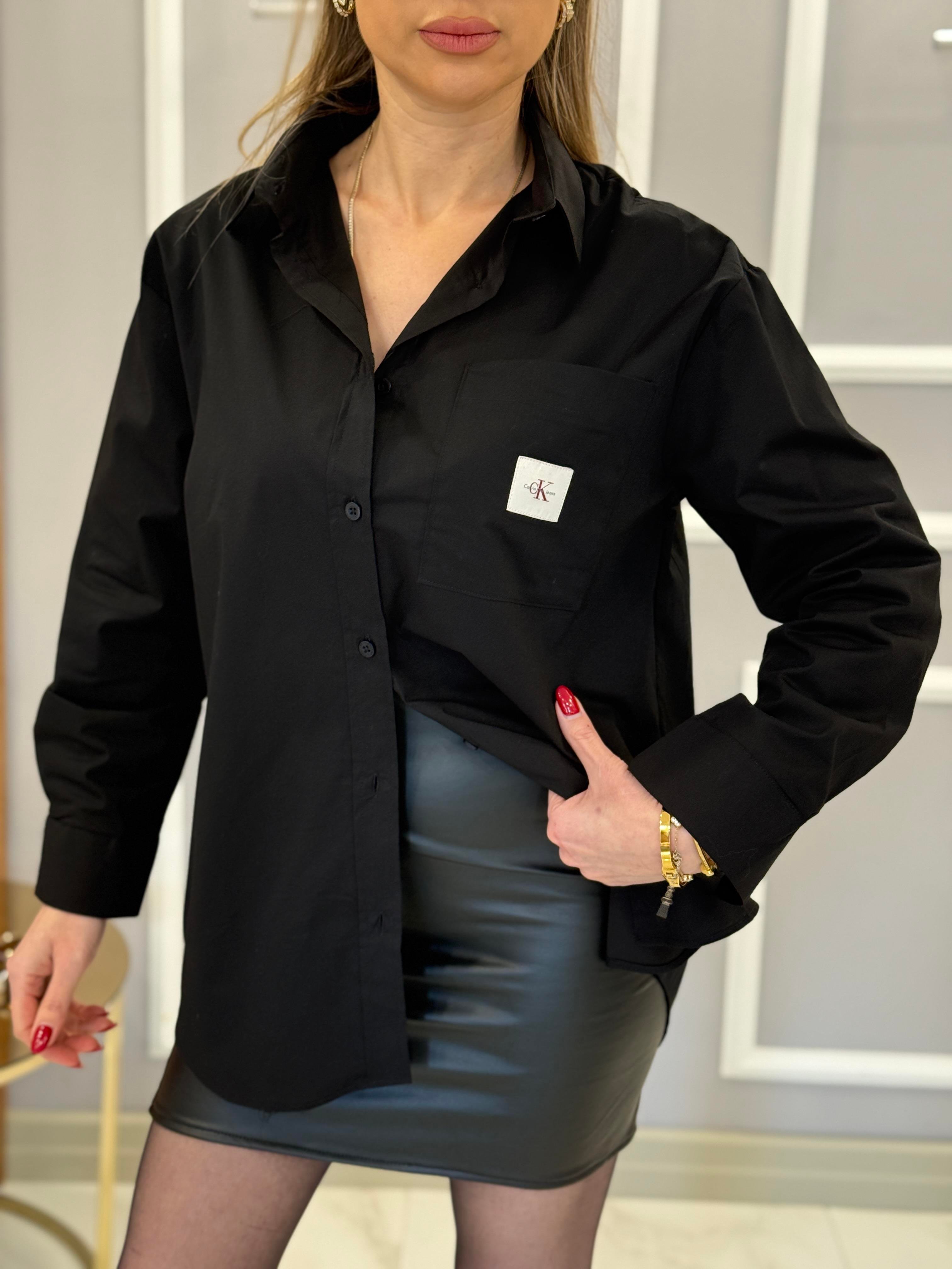 Cn Oversize Premium Siyah Gömlek 