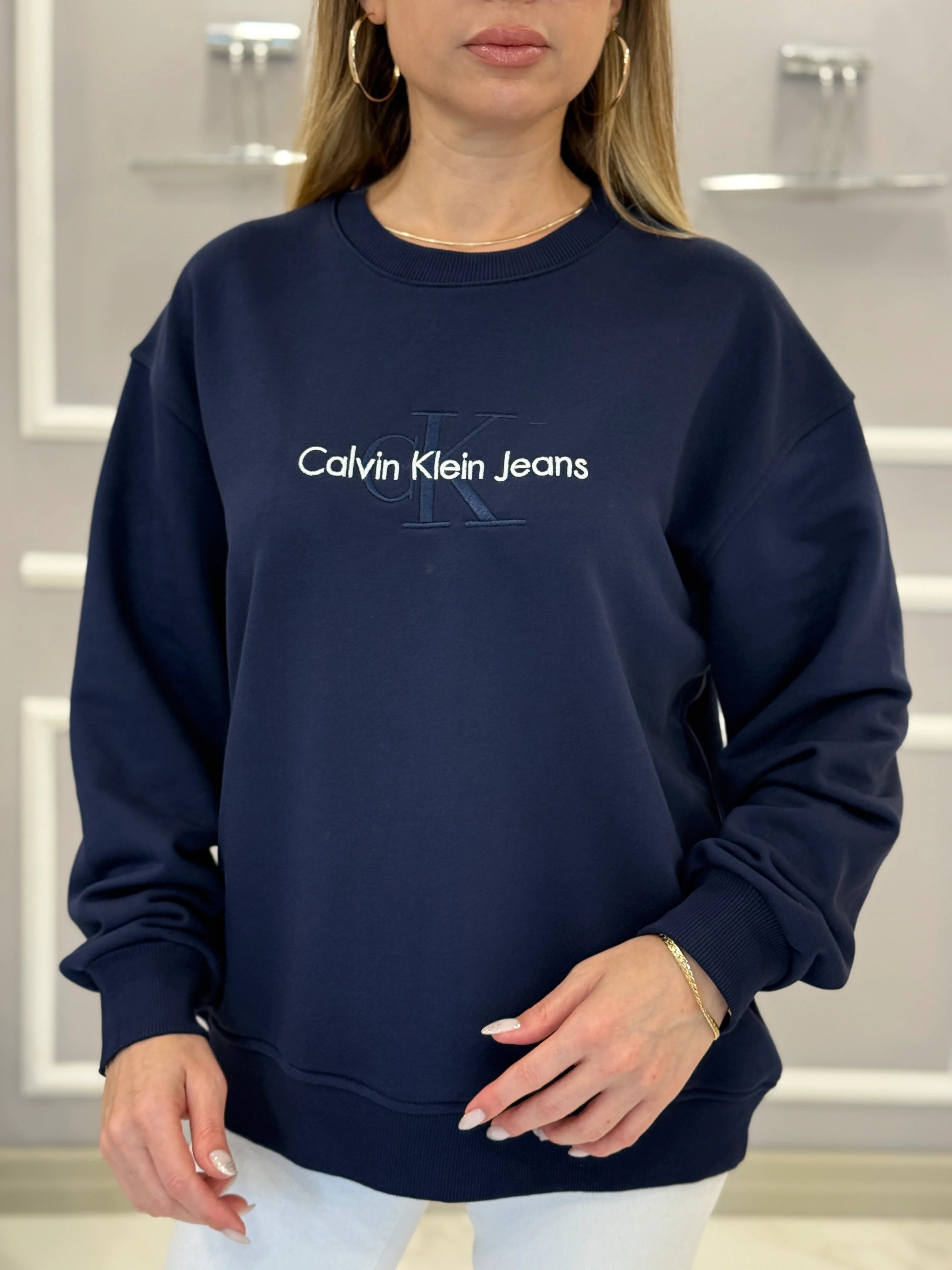 CN Premium Nakış Yazı Detaylı Sweatshirt Lacivert