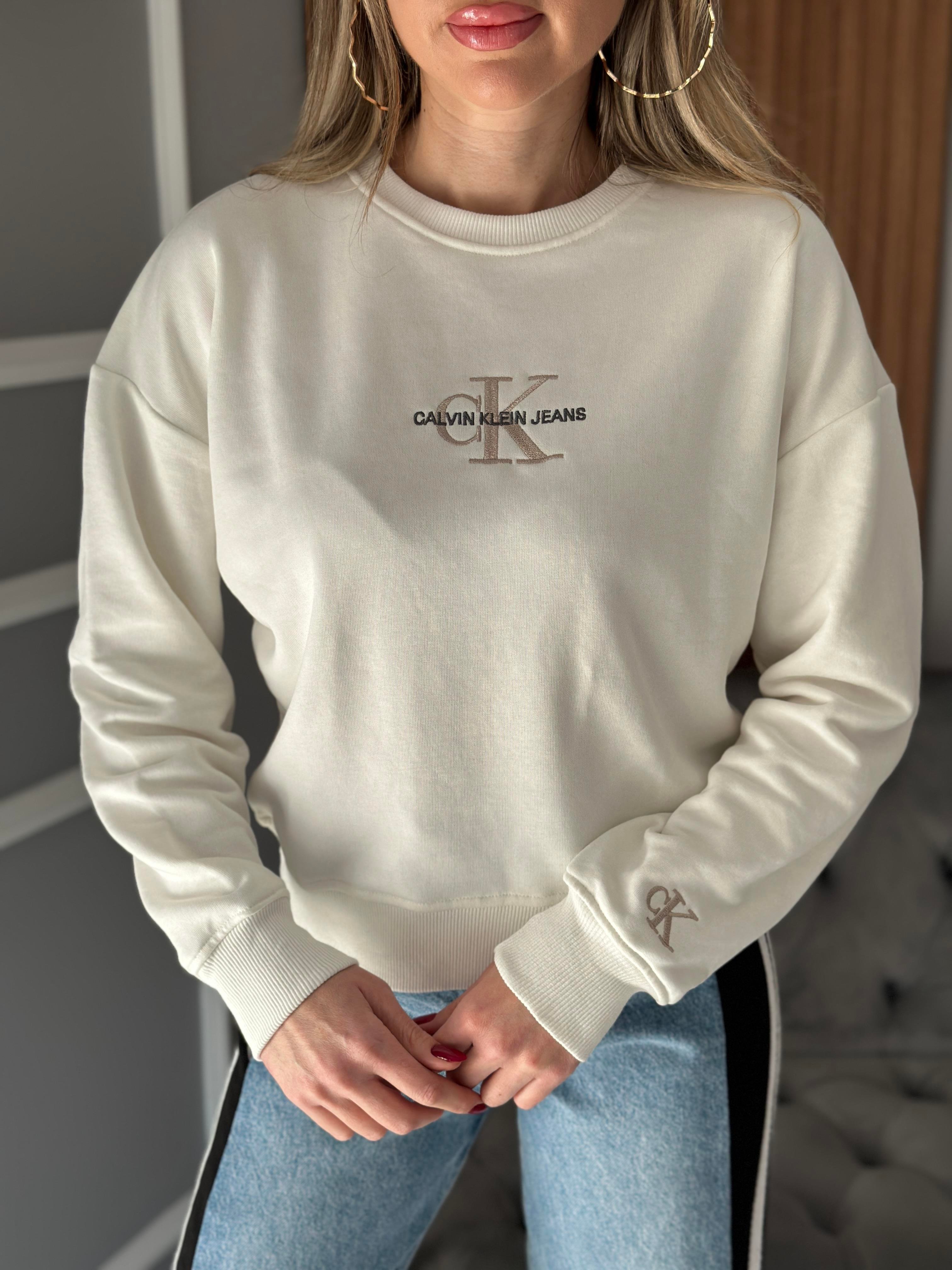 Cn Sweatshirt Yazı Detaylı Ekru