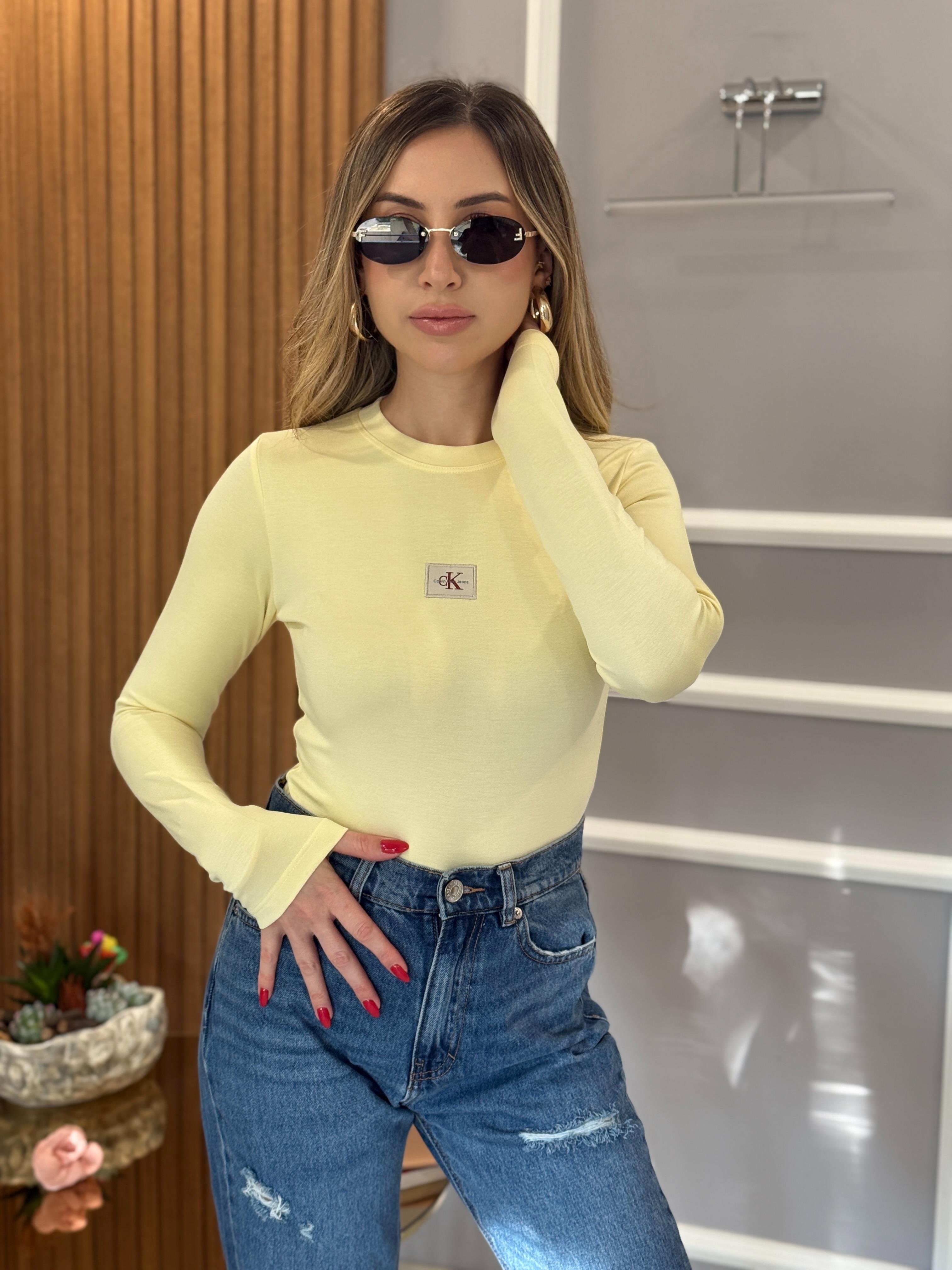 Cnk Body Suit Likralı Nakış Yazılı Sarı
