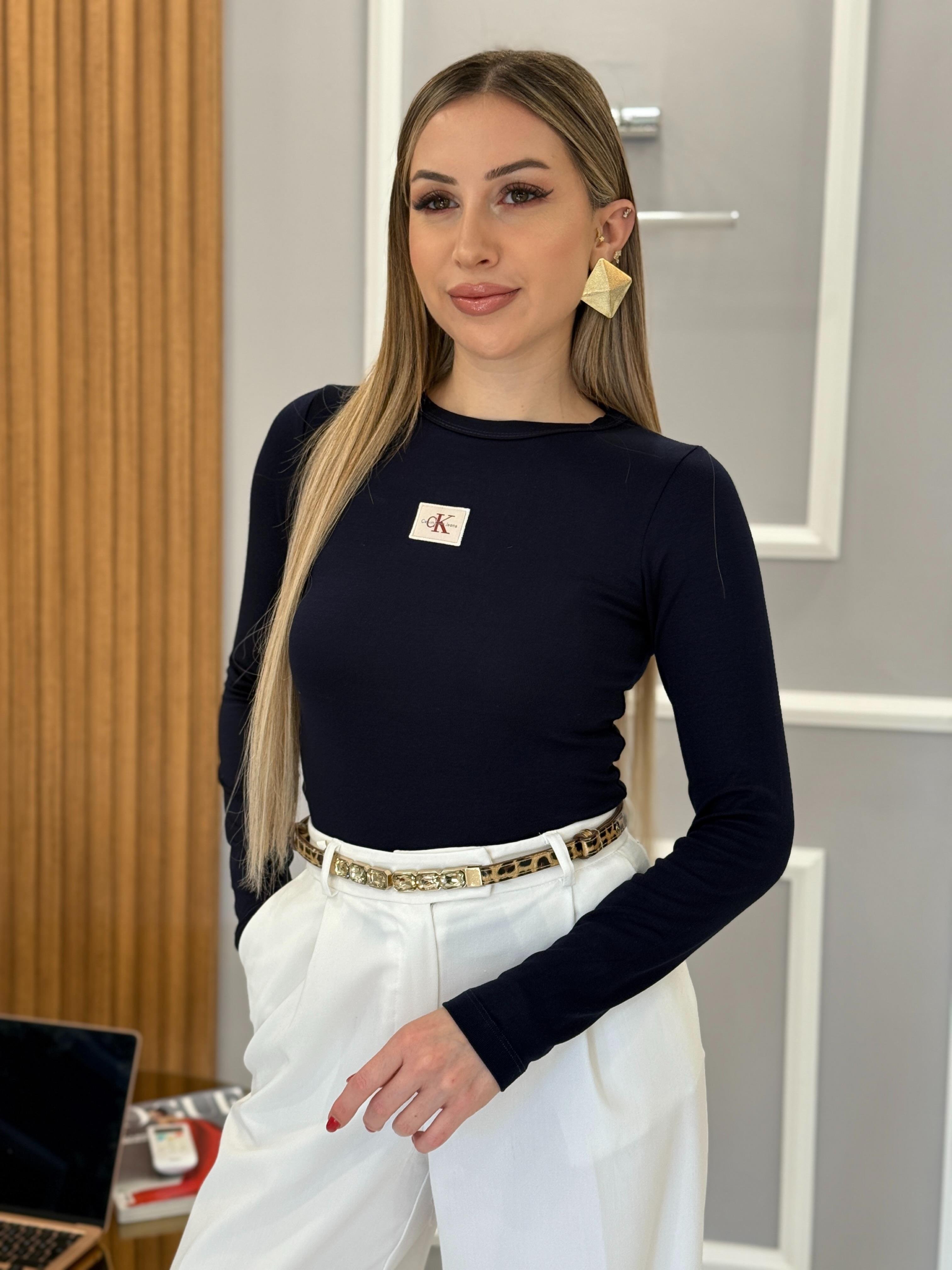 Cnk Likralı Bluz Lacivert