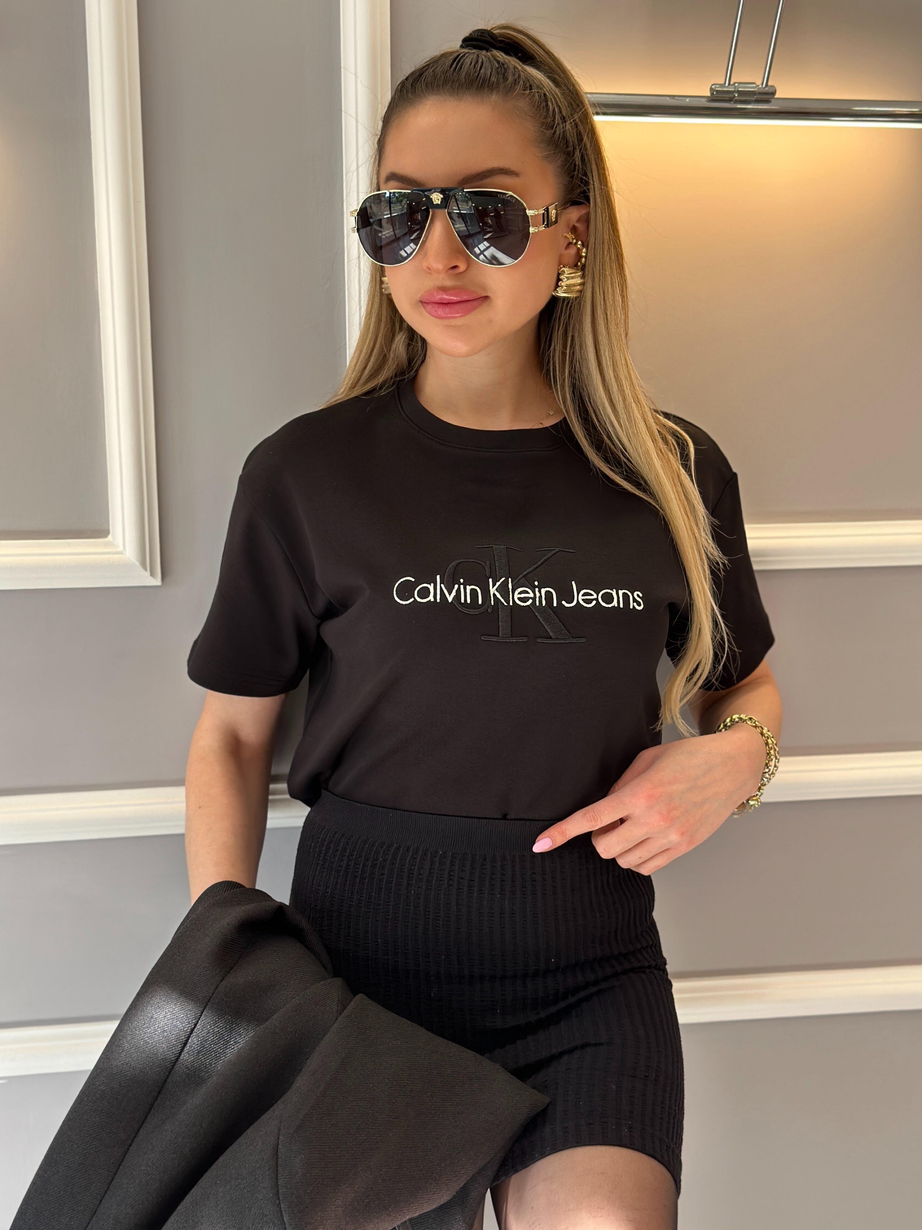 Cnk T-shirt Nakış Yazılı Siyah