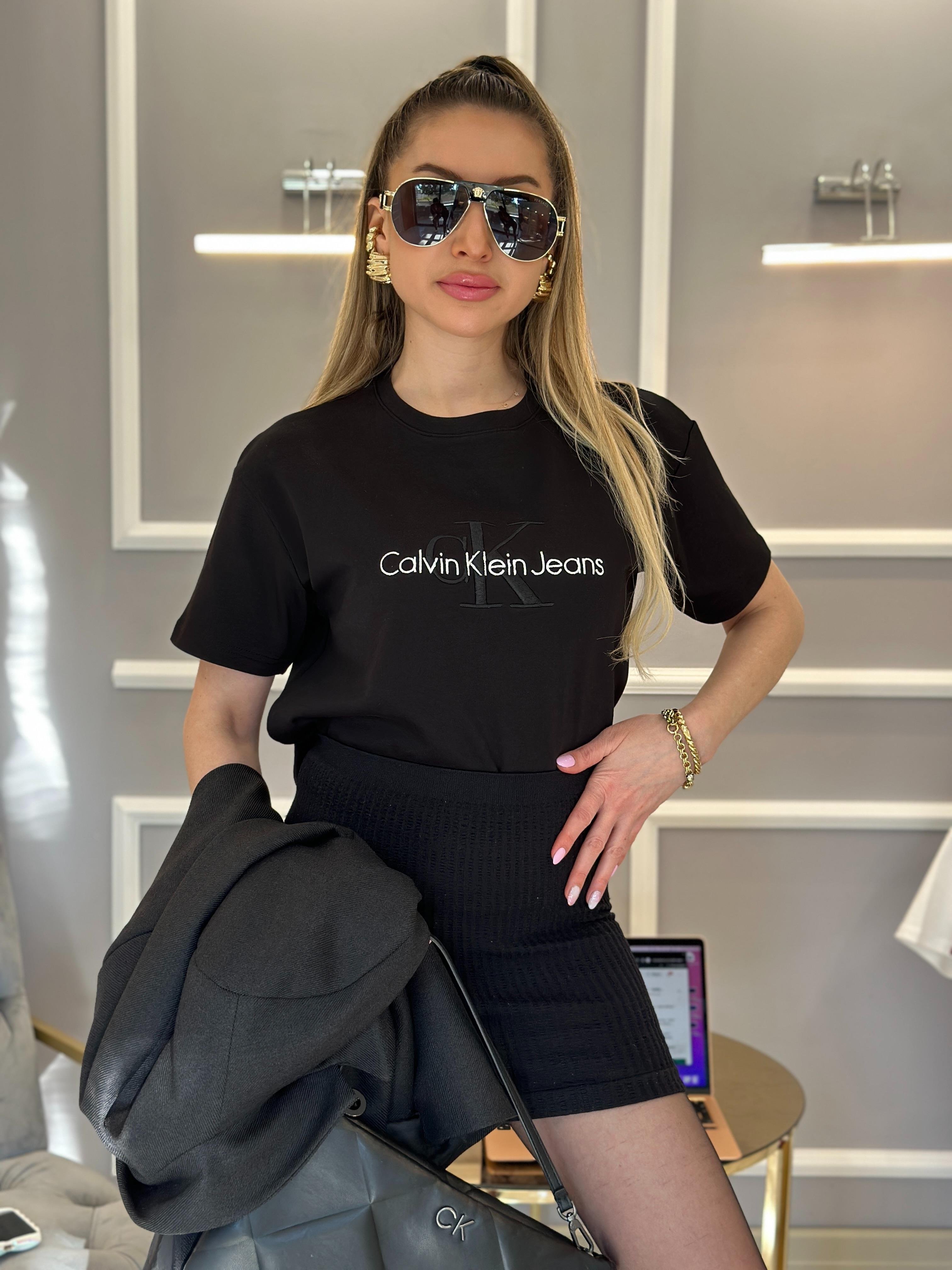 Cnk T-shirt Nakış Yazılı Siyah