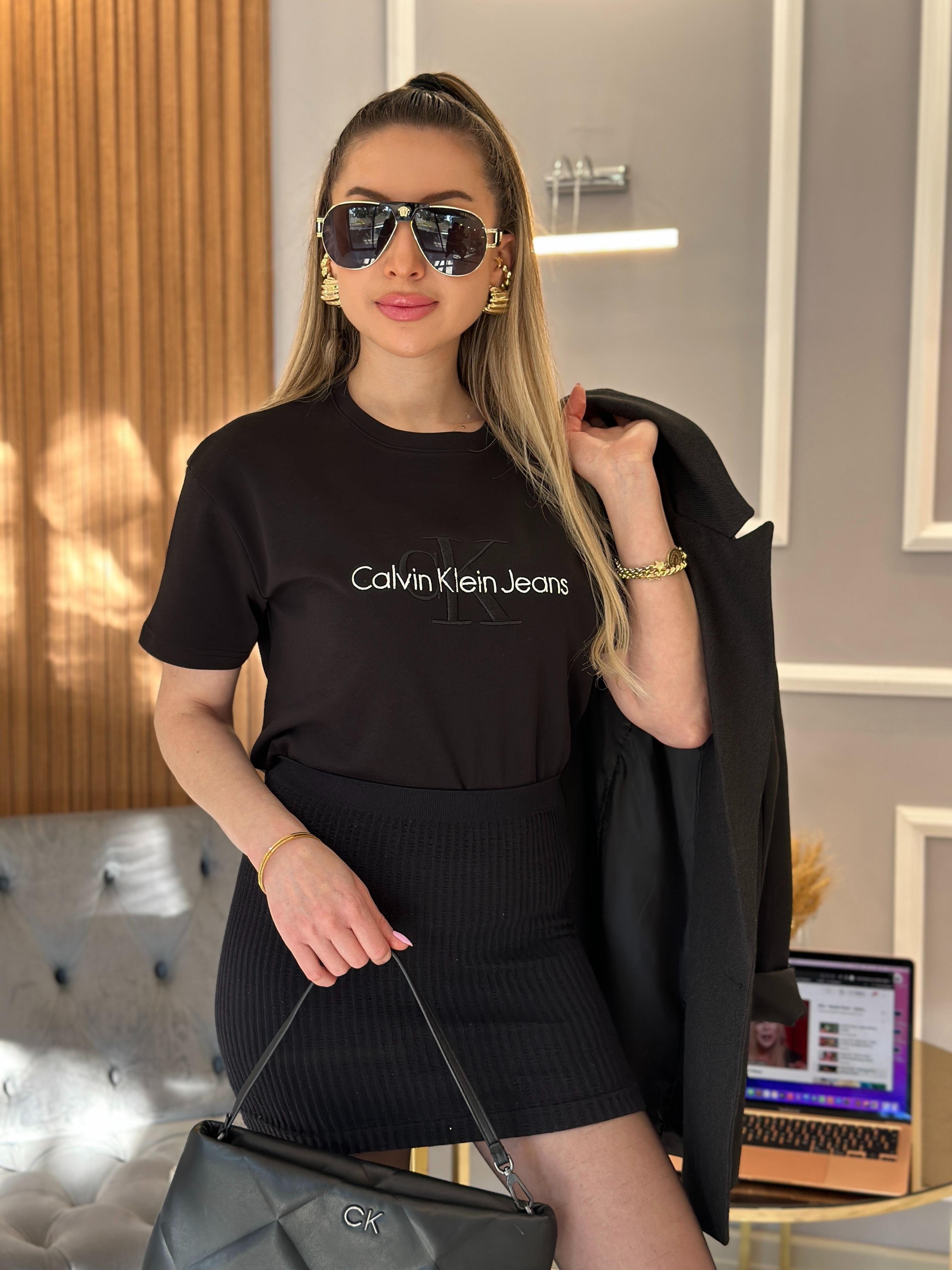 Cnk T-shirt Nakış Yazılı Siyah