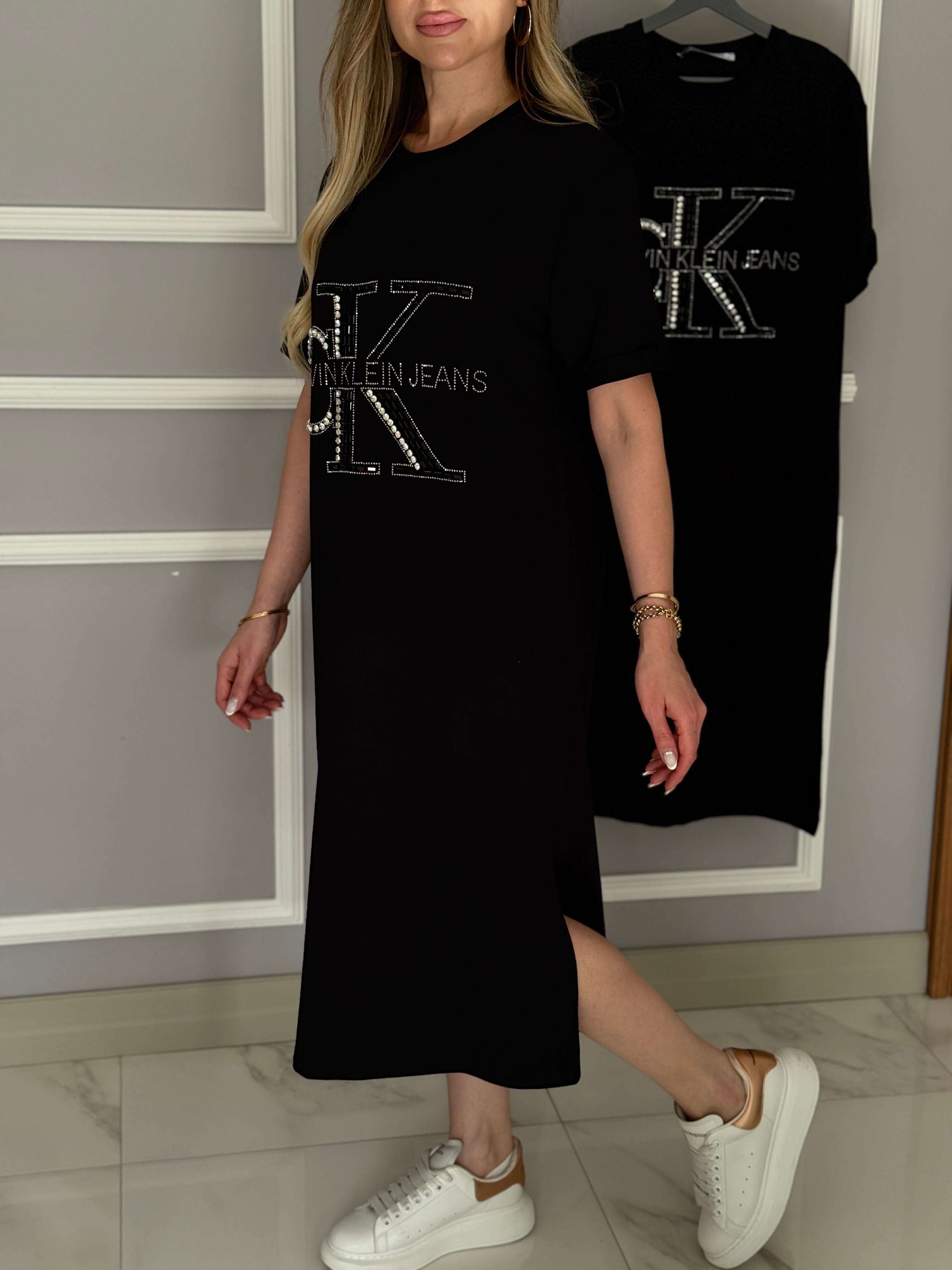 Cnk Taşlı Oversize Elbise Siyah
