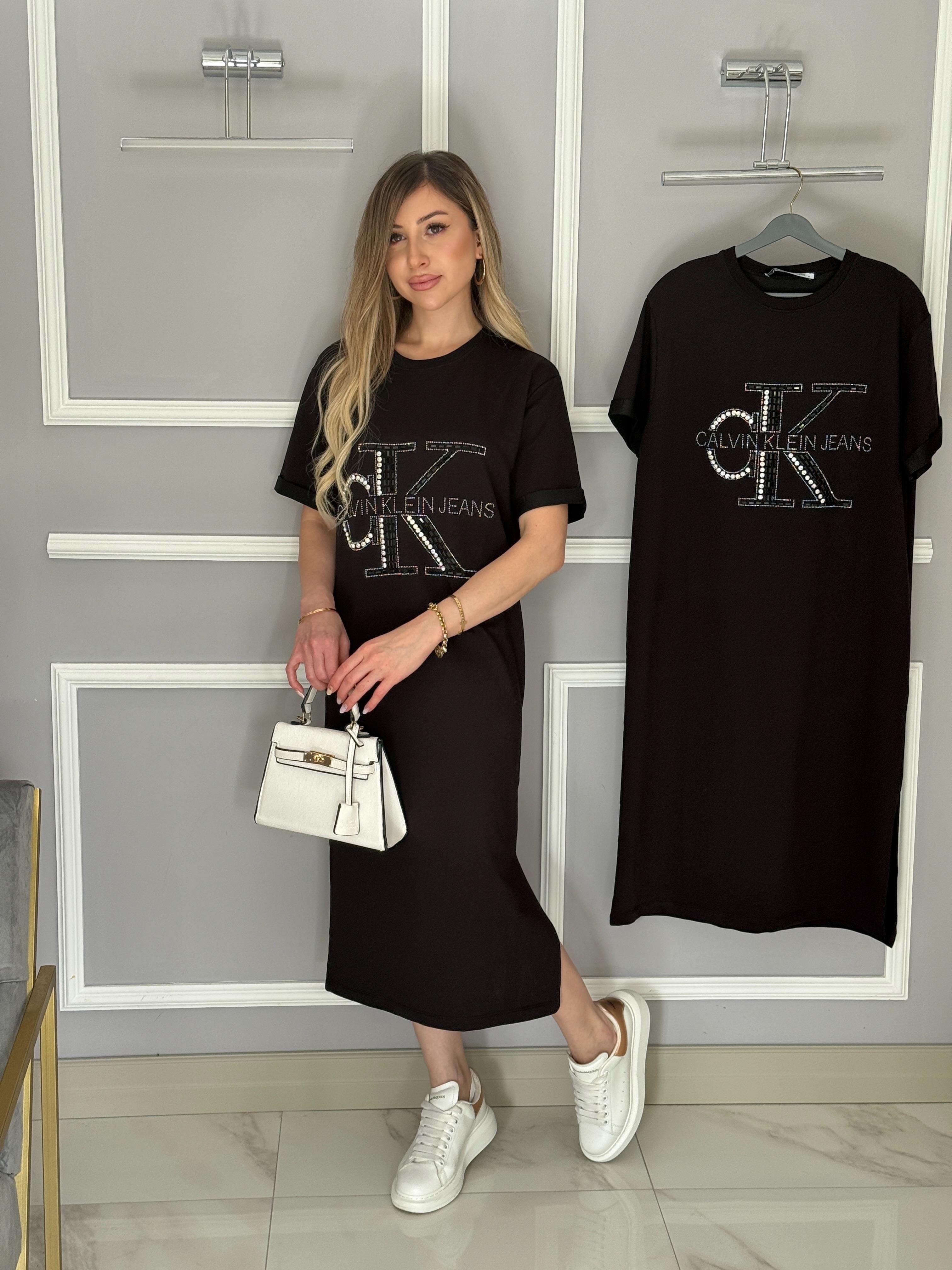 Cnk Taşlı Oversize Elbise Siyah