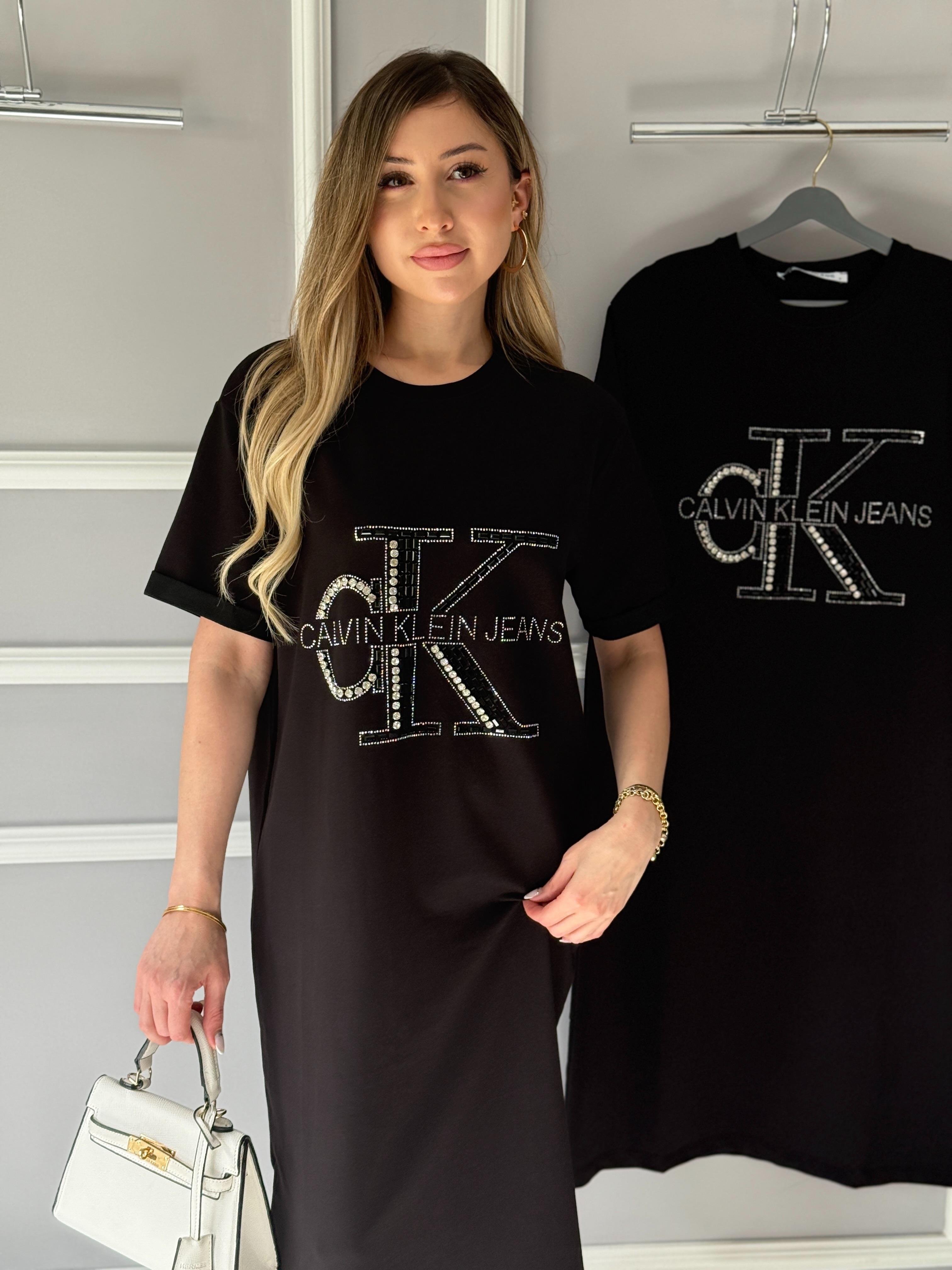 Cnk Taşlı Oversize Elbise Siyah