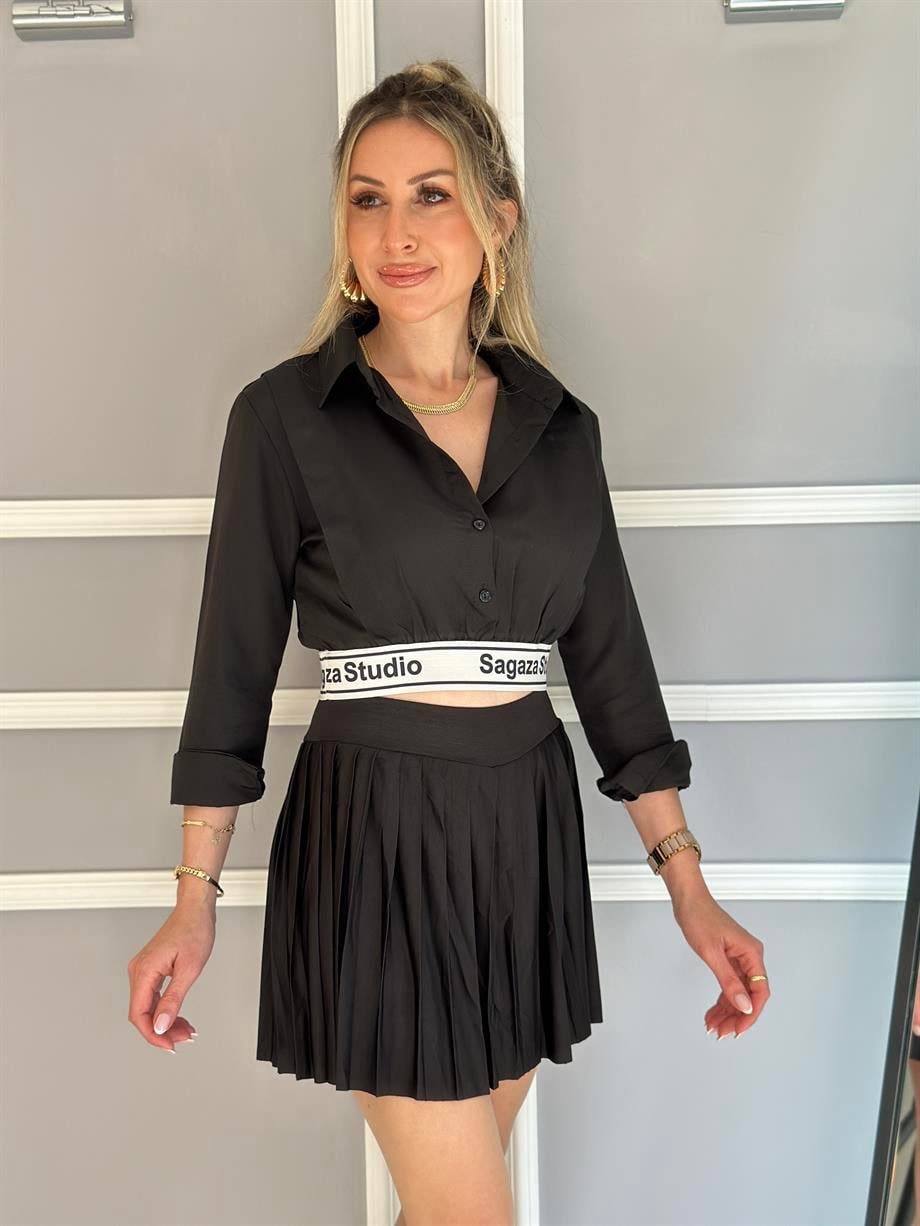 Etta Crop Gömlek Siyah