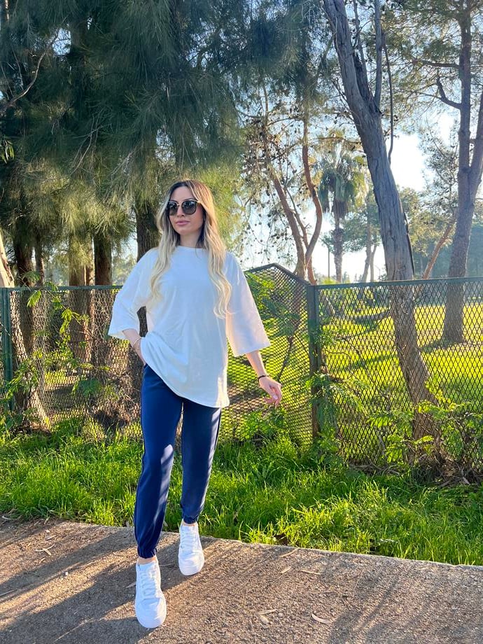 Fakir Kol Oversize T-shirt Beyaz
