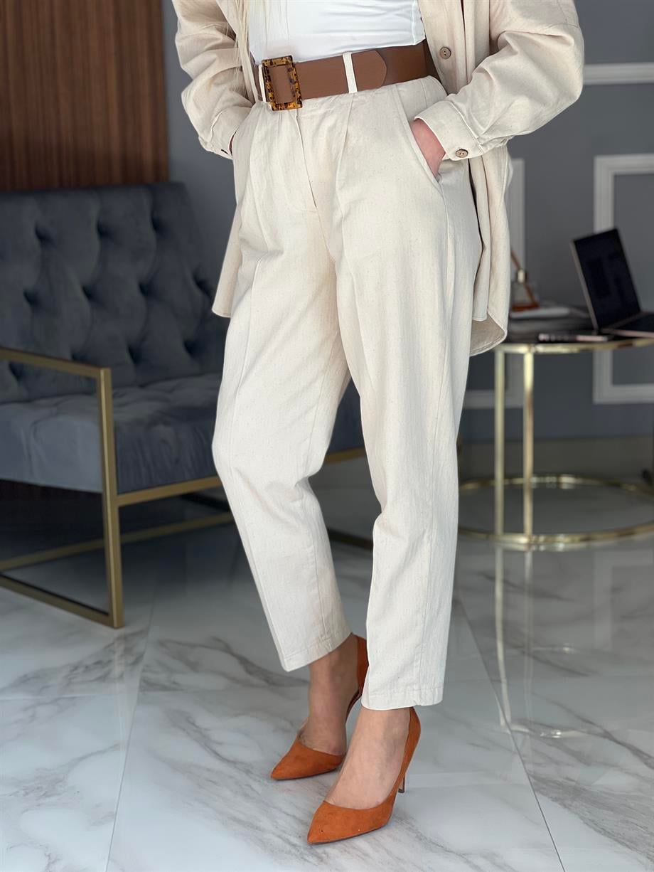 Gabardin Pantolon Bej
