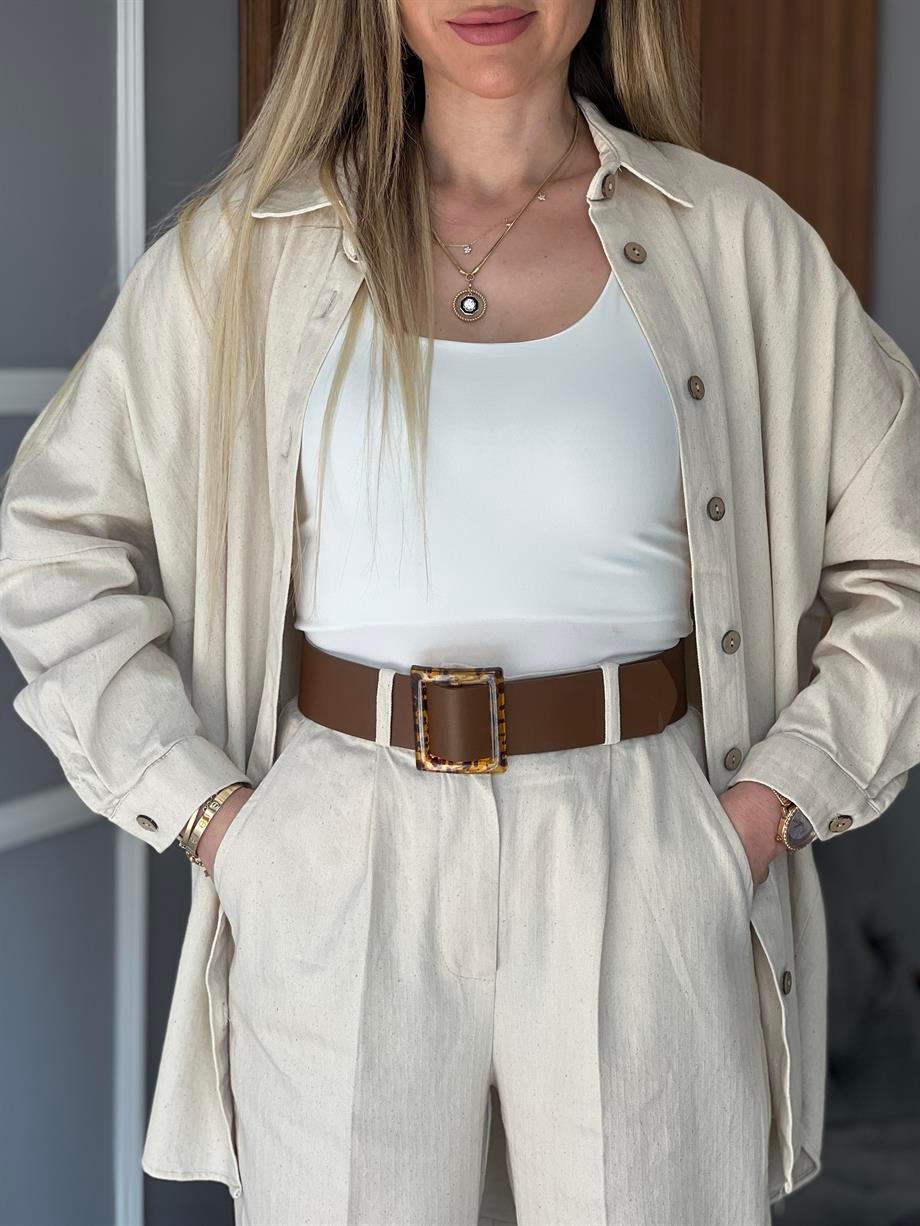 Gabardin Pantolon Bej