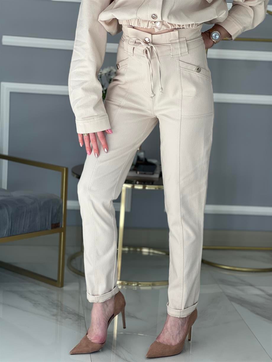 Gabardin Pantolon Bej