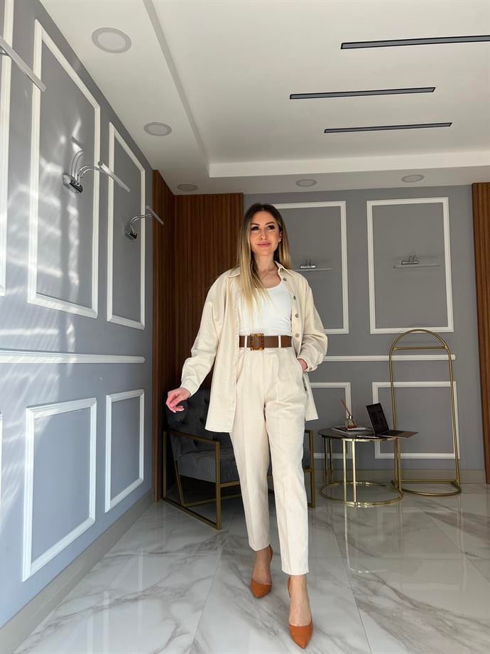 Gabardin Pantolon Bej