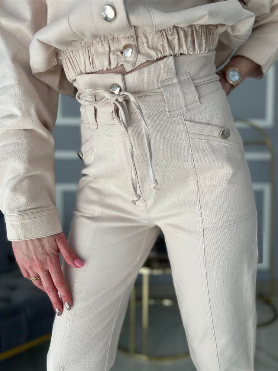 Gabardin Pantolon Bej
