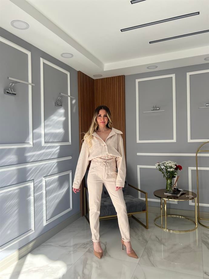 Gabardin Pantolon Bej
