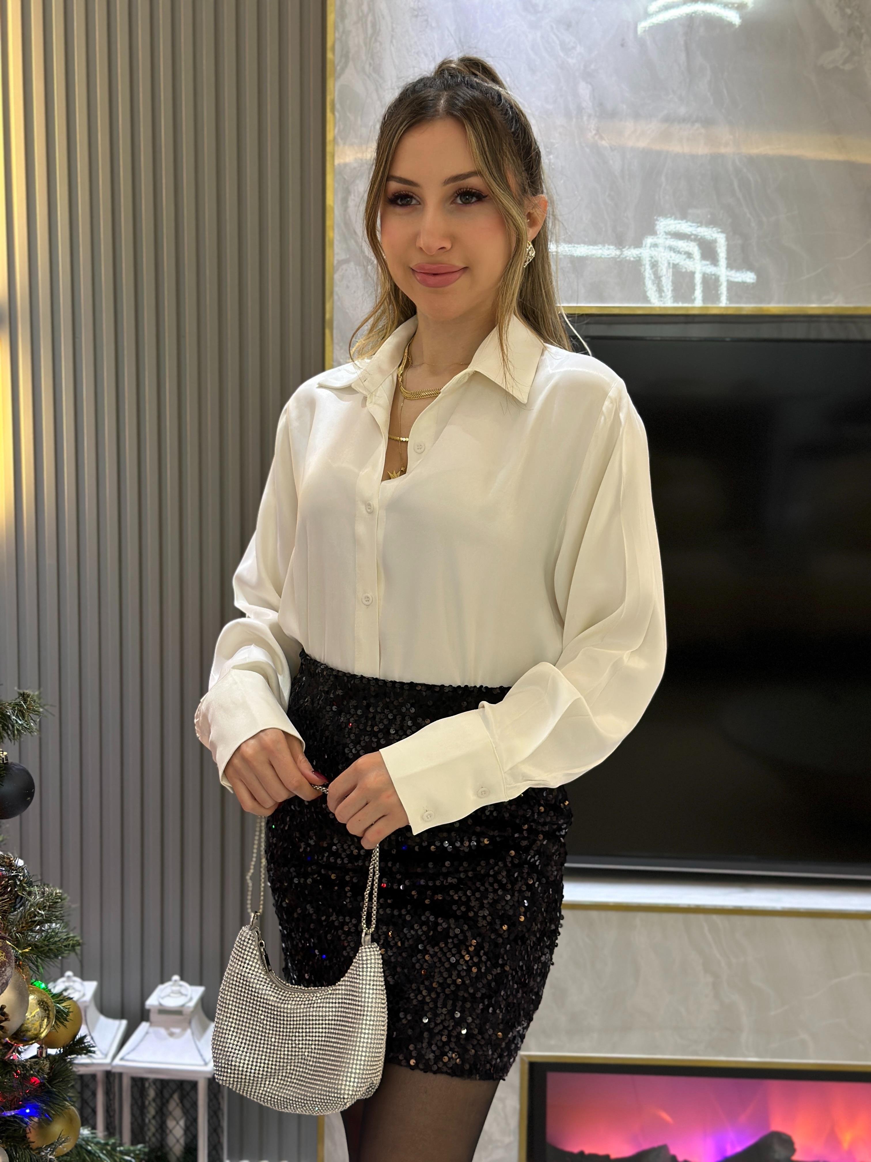 Gömlek Saten Oversize Beyaz