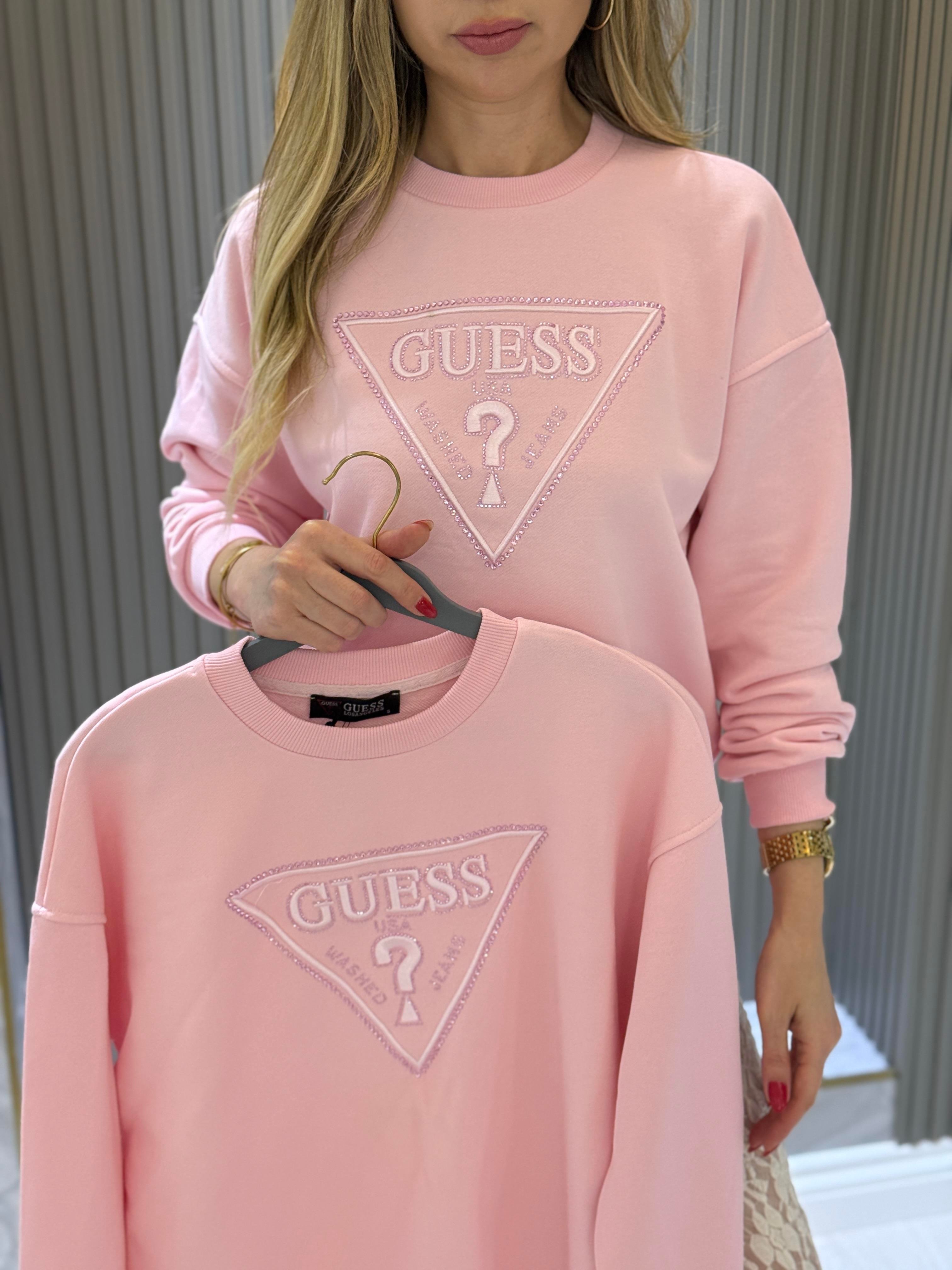 Gu Pembe Renk Nakış Yazılı Sweat Boyu 65 cm