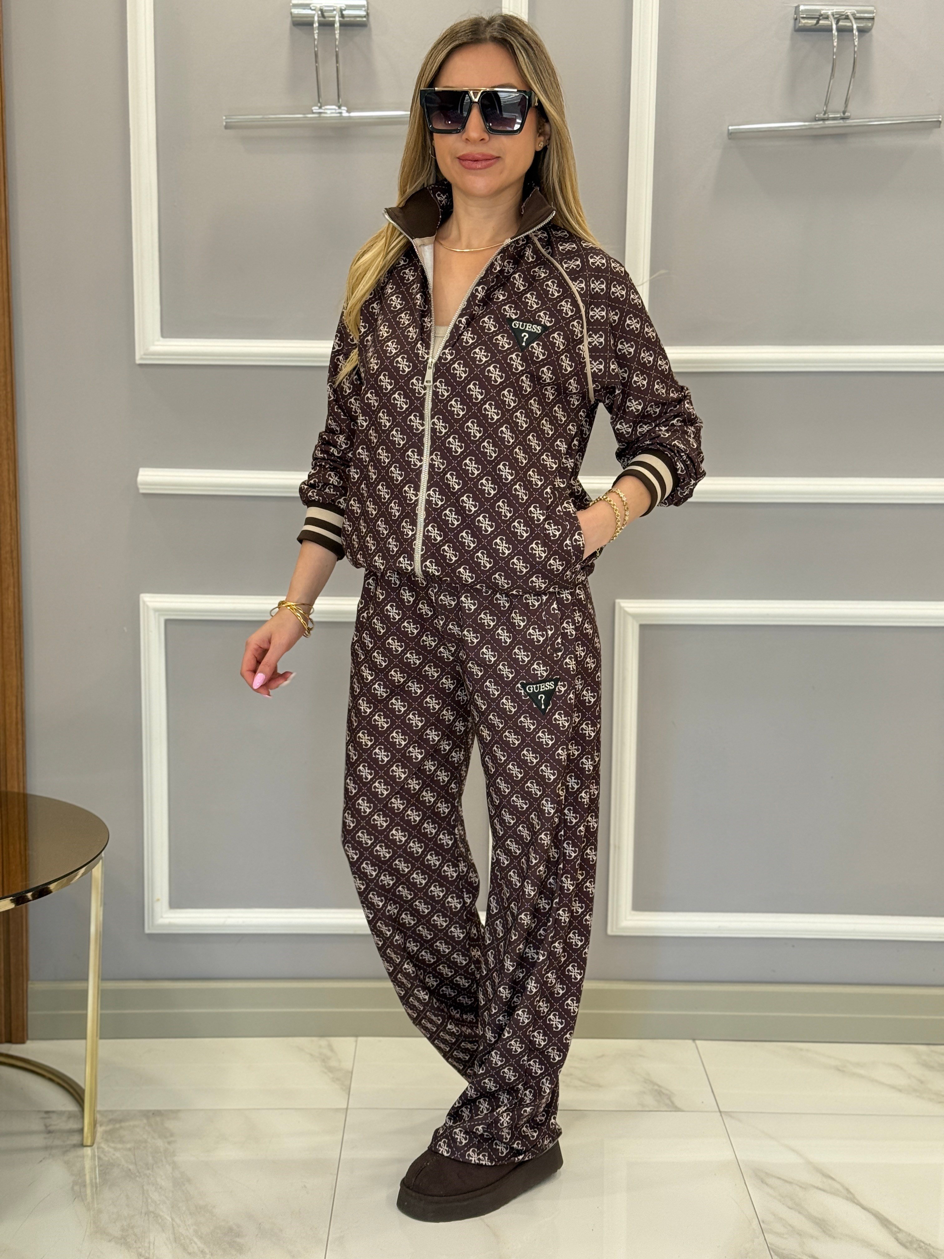 Gu Premium Fermuarlı Takım Kahverengi