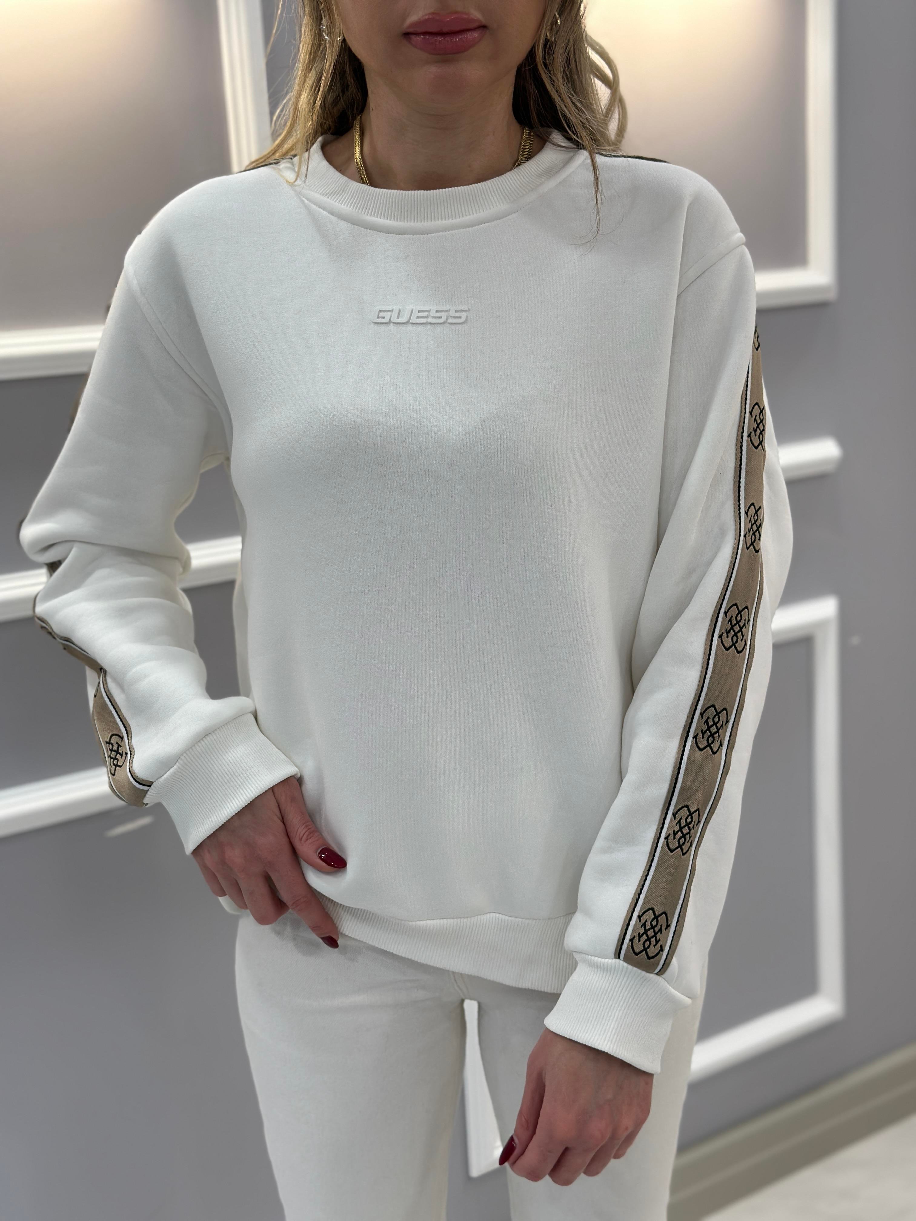 Gu Premium Sweatshirt Logo Detaylı Ekru