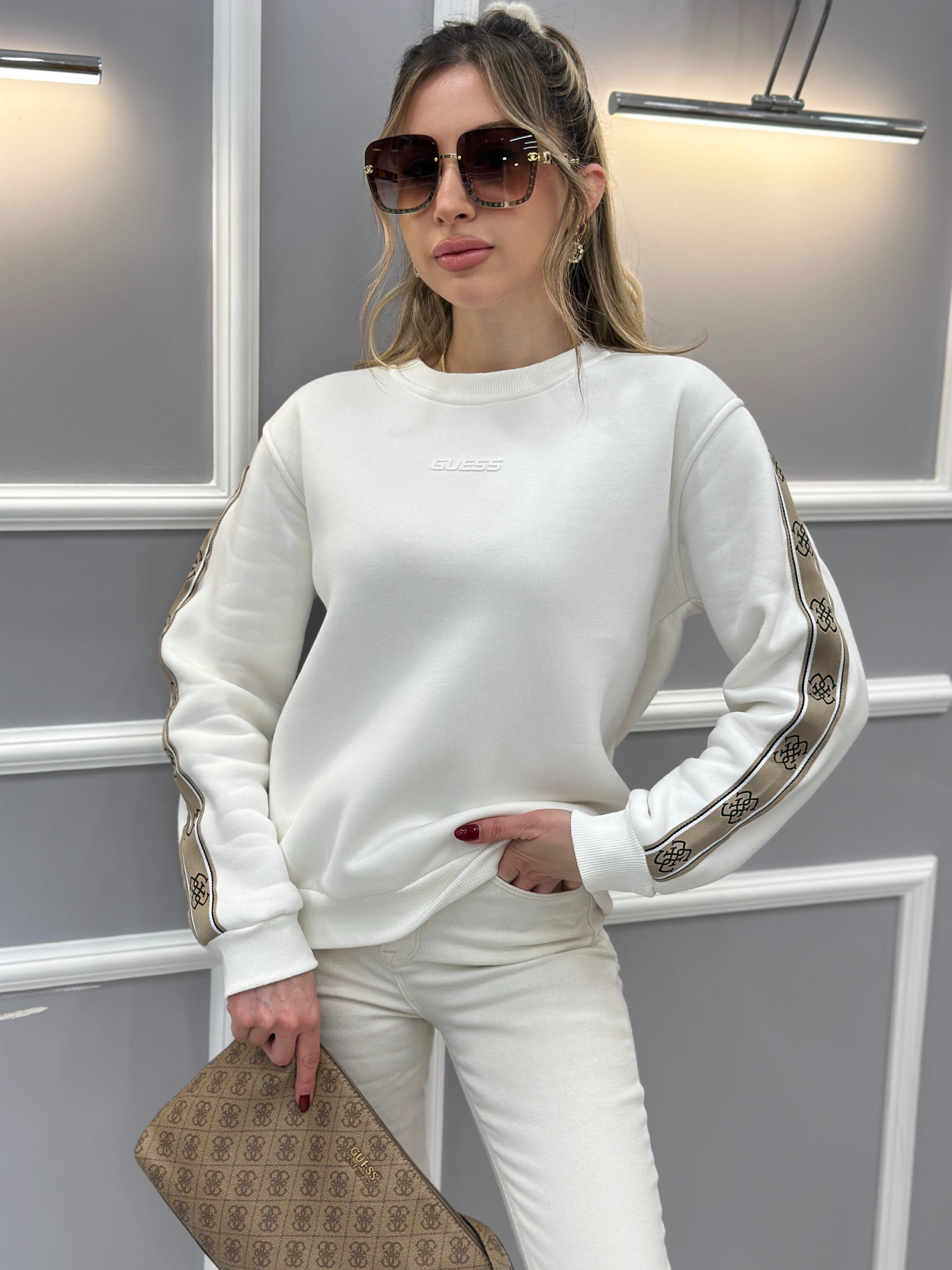 Gu Premium Sweatshirt Logo Detaylı Ekru