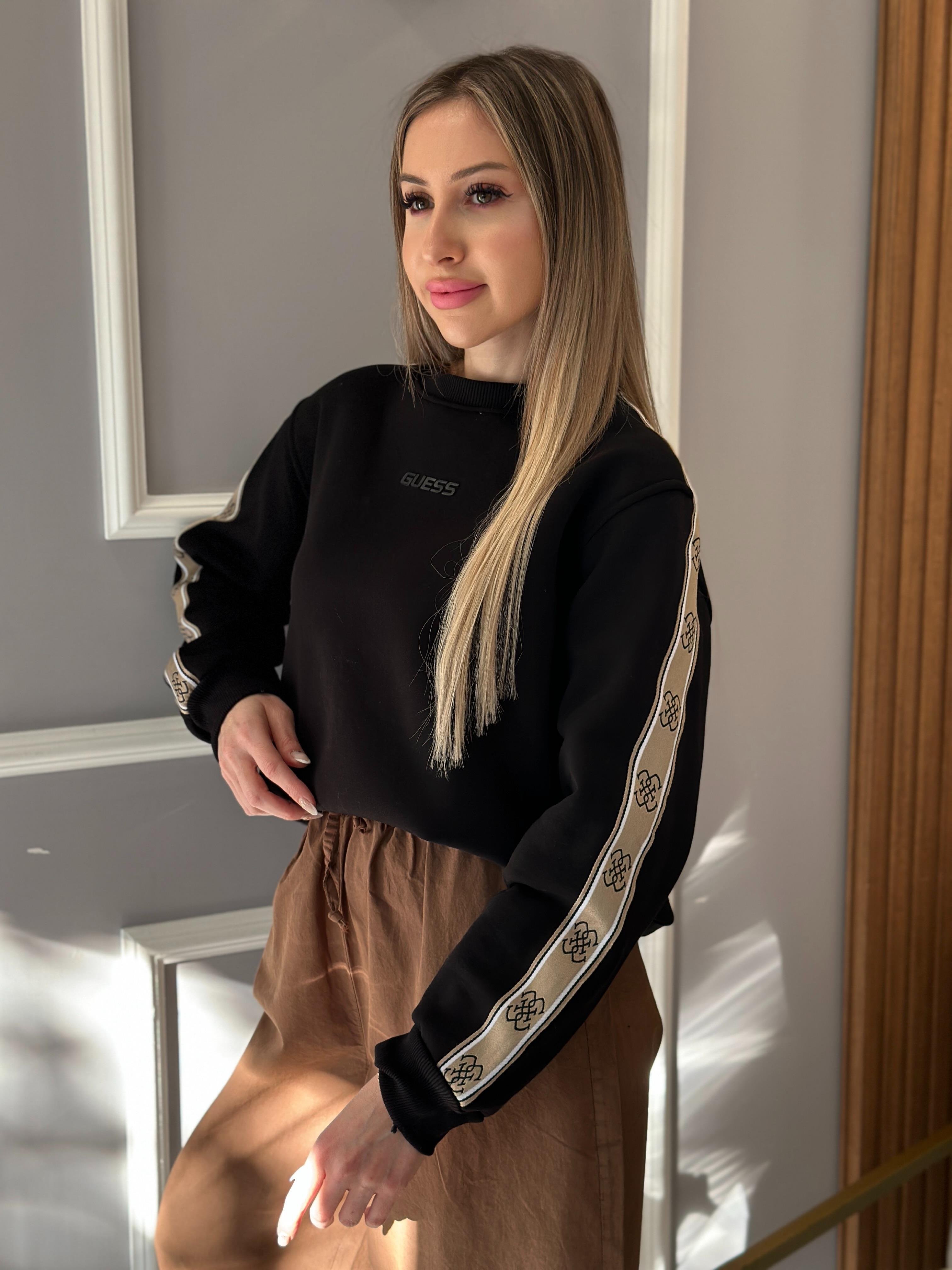 Gu Premium Sweatshirt Logo Detaylı Siyah