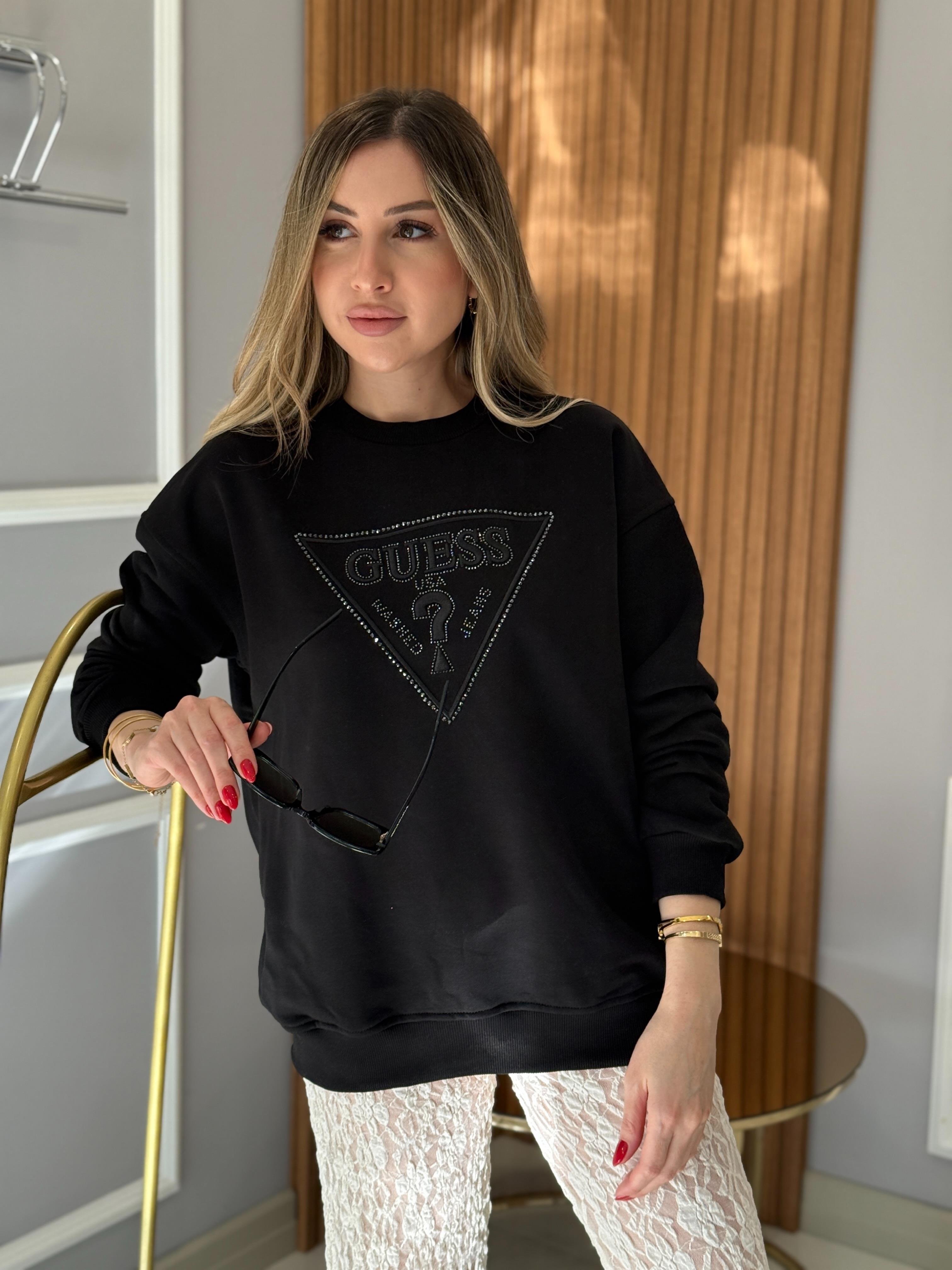 Gu Siyah Renk Nakış Yazılı Sweat Boyu 65 cm 