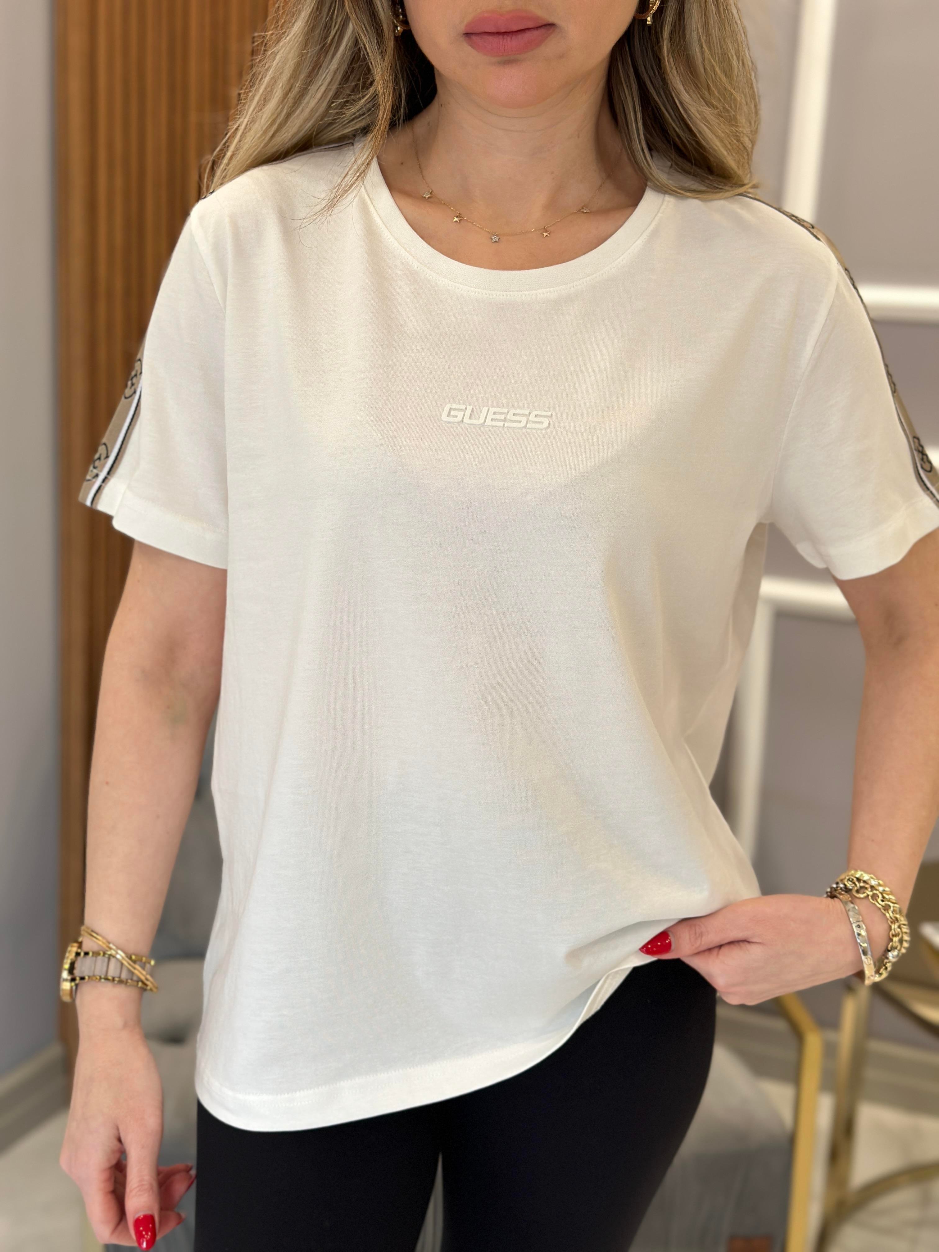 Gu T-shirt Kol Detaylı Ekru