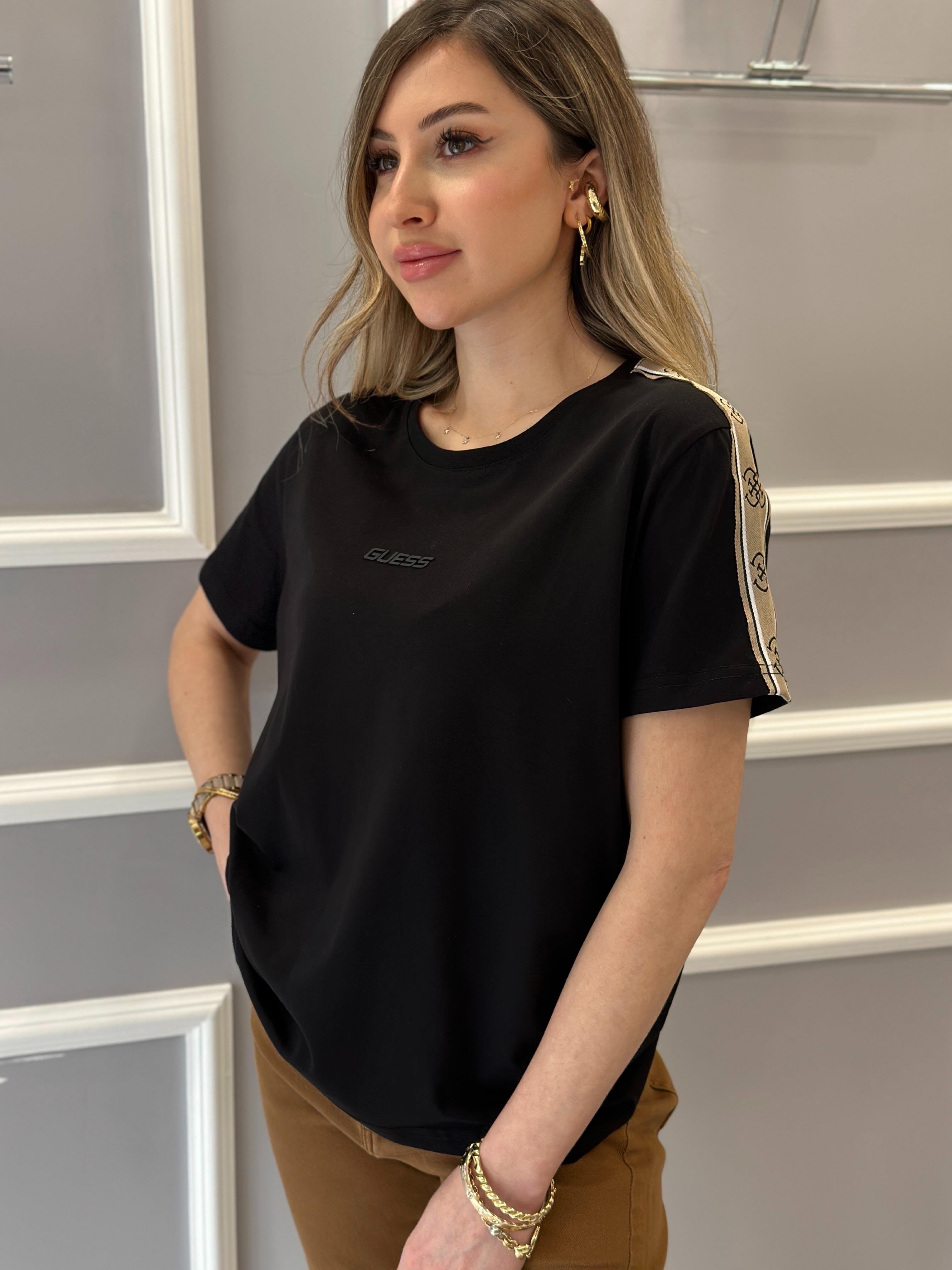 Gu T-shirt Kol Detaylı Siyah