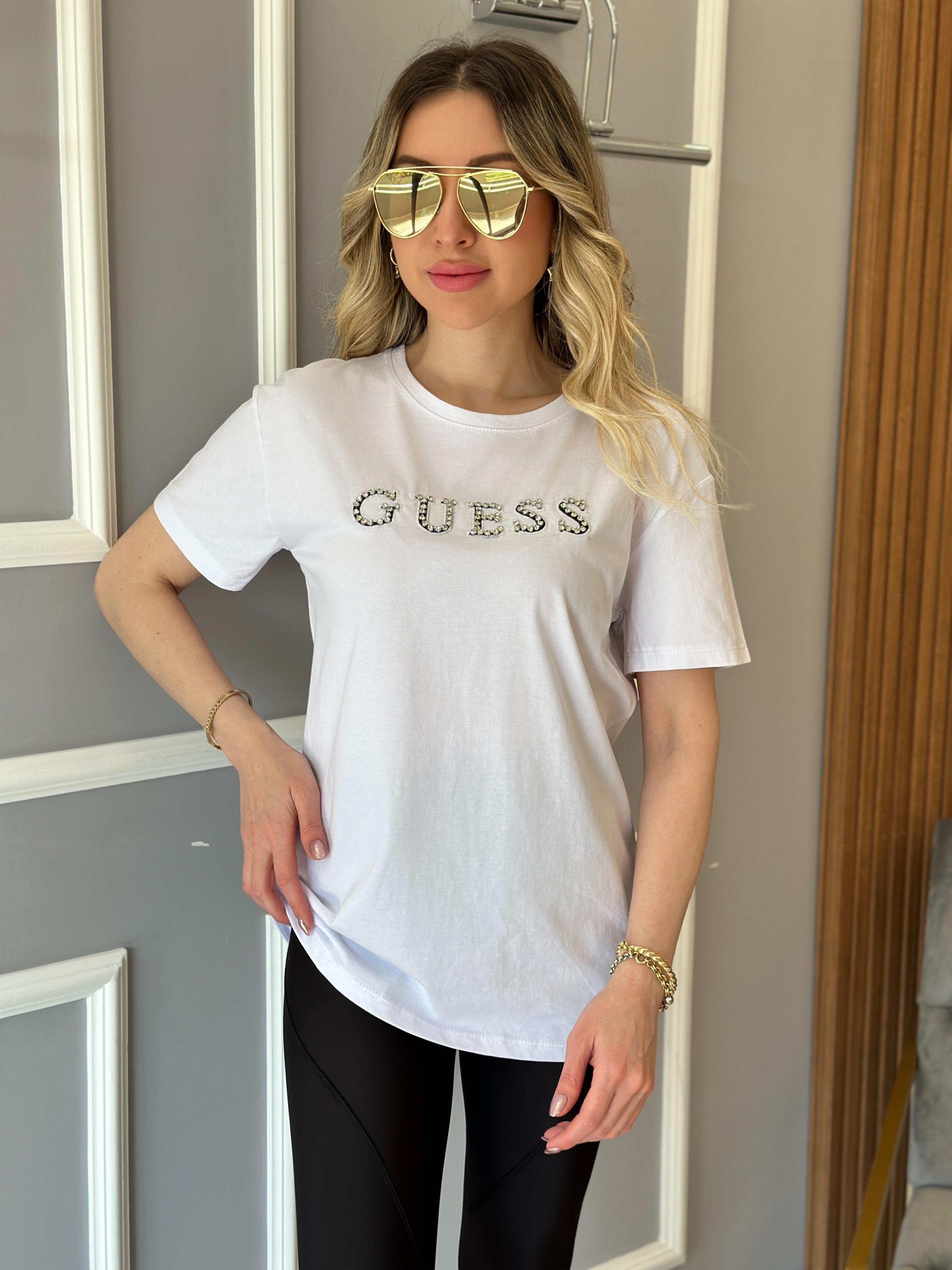 Gu T-shirt Taşlı Beyaz