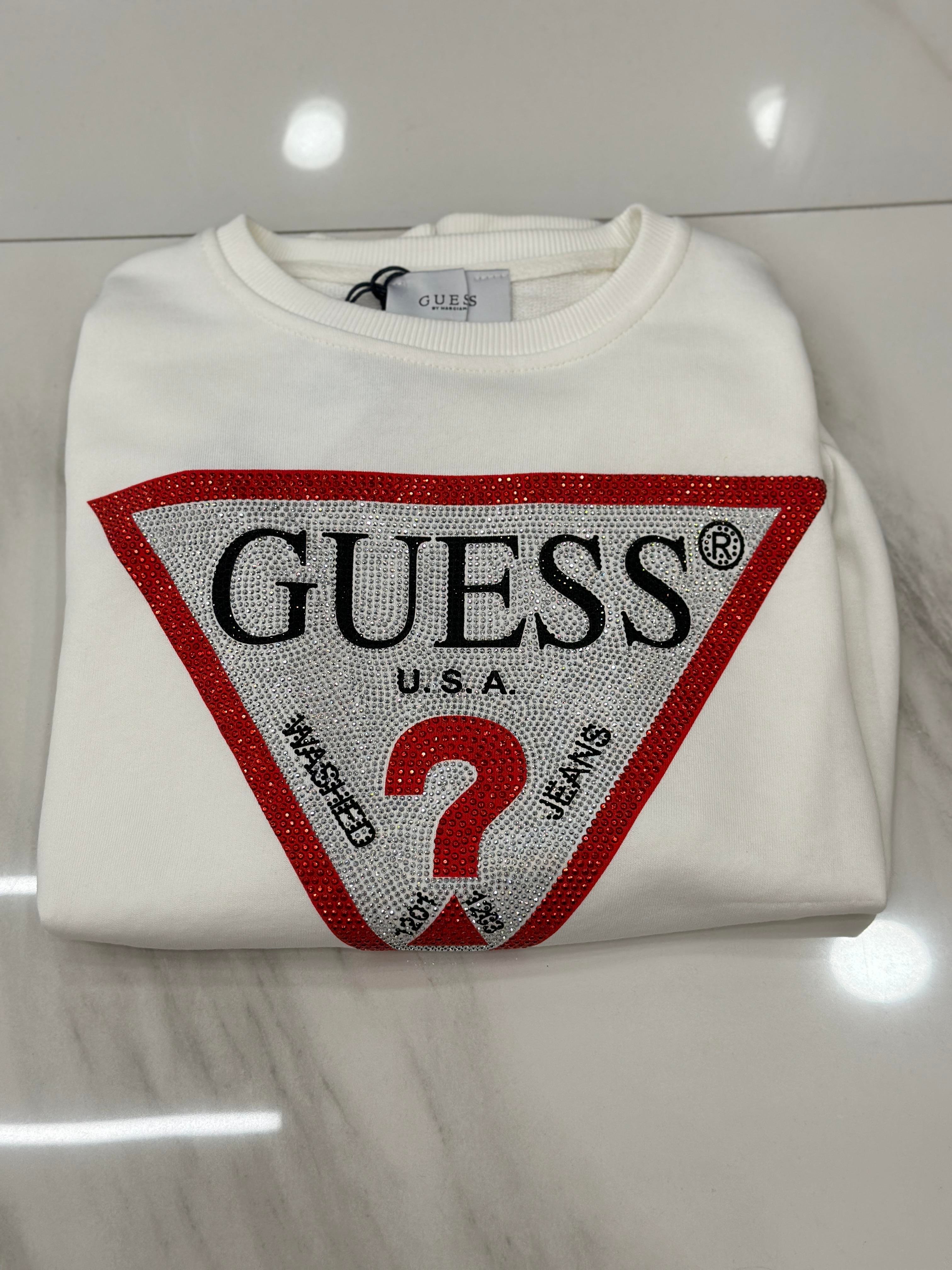 Gu Taşlı Yazı Detaylı Sweatshirt Ekru
