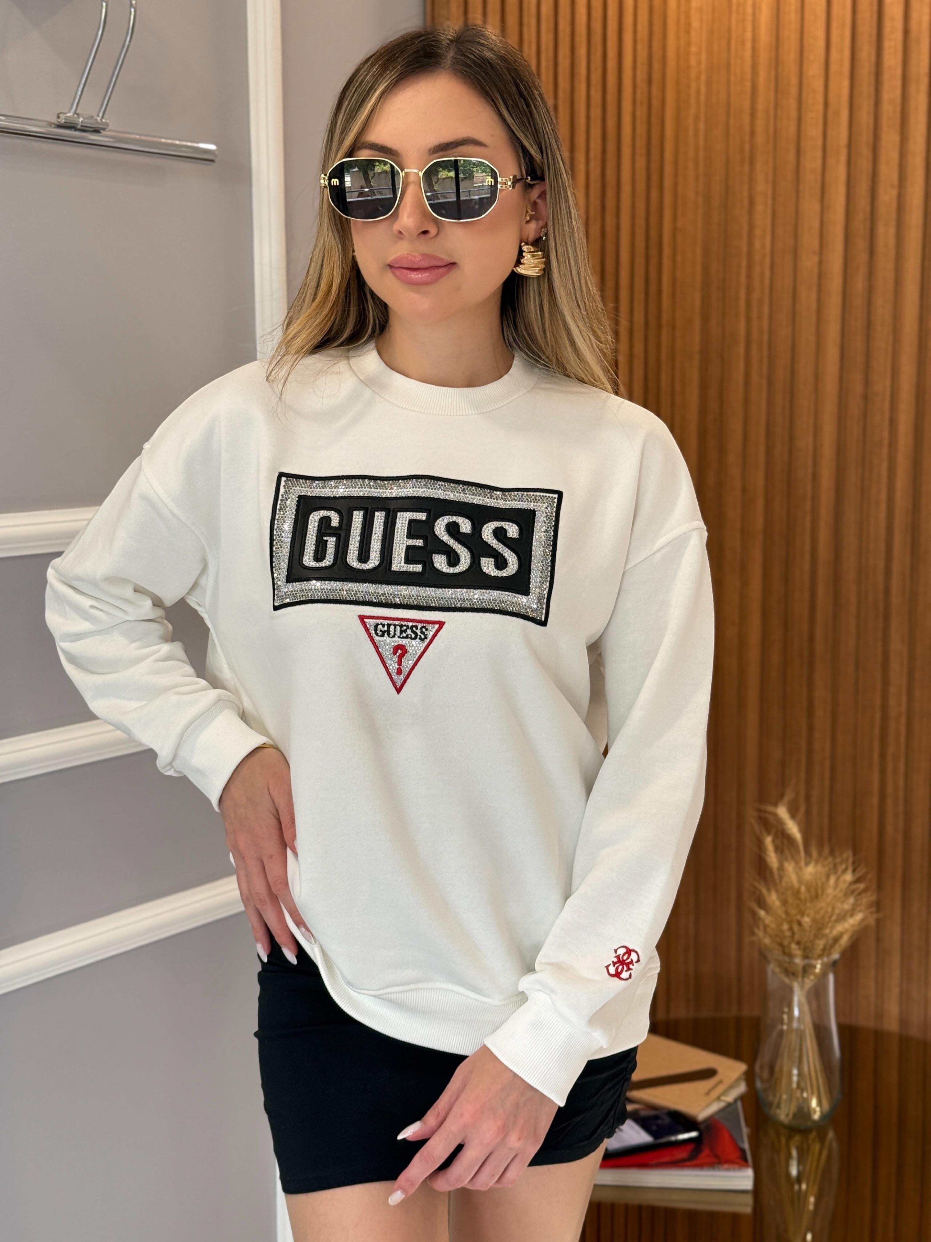 Gu Yazı Taşlı Bilek Detaylı Boyu 65 cm Beyaz  Sweat