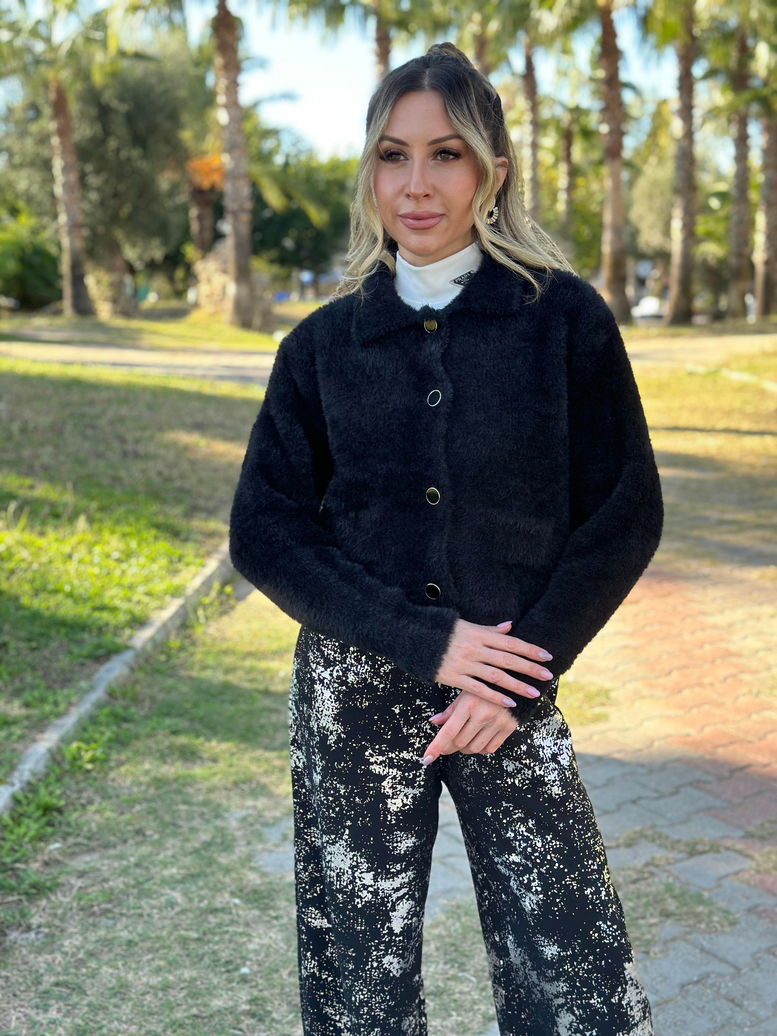 Hırka Yumoş Düğmeli Siyah 