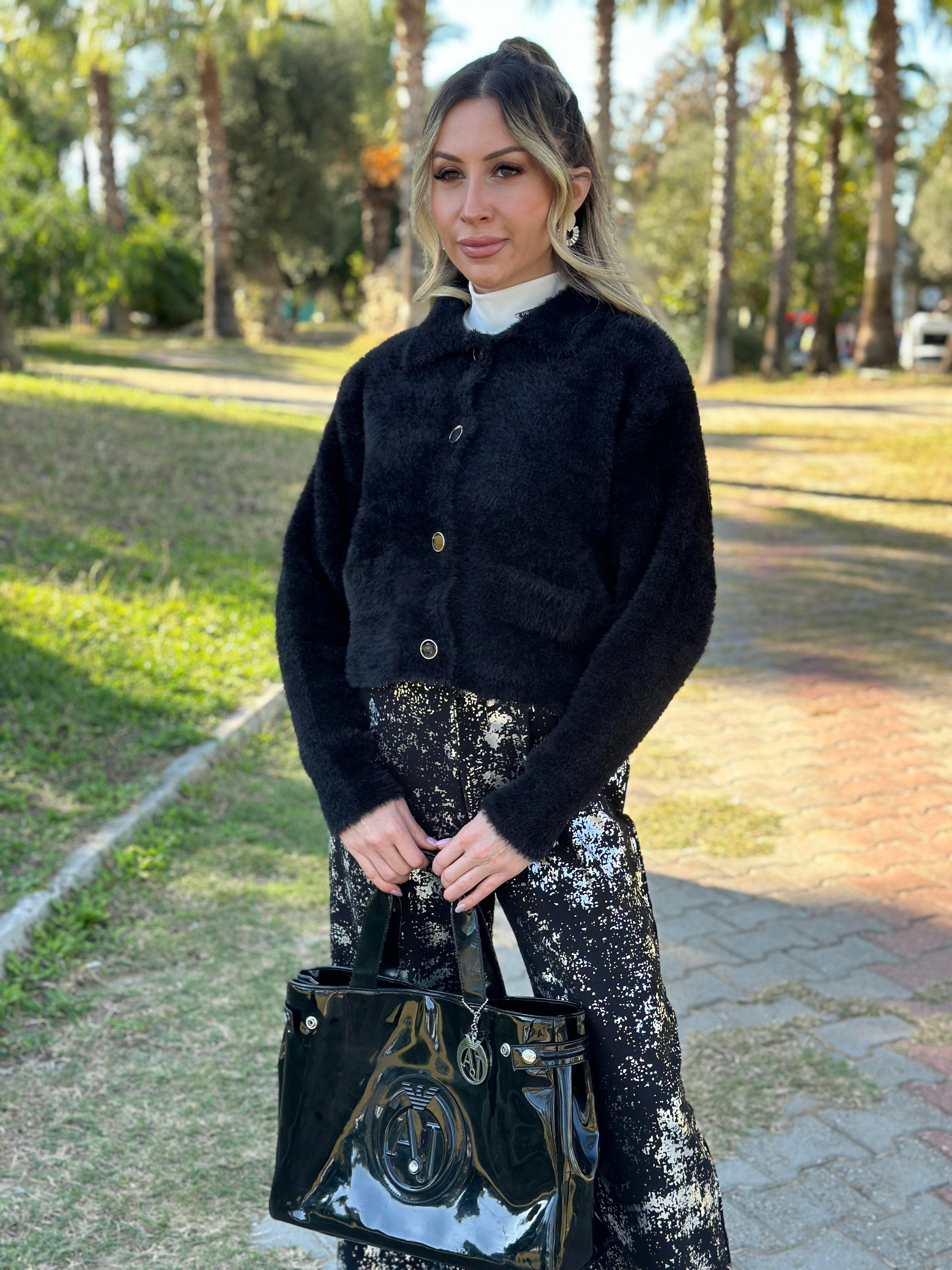 Hırka Yumoş Düğmeli Siyah 