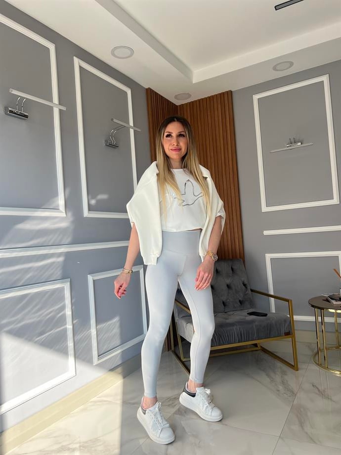 İçi Şardonlu Tayt Gri