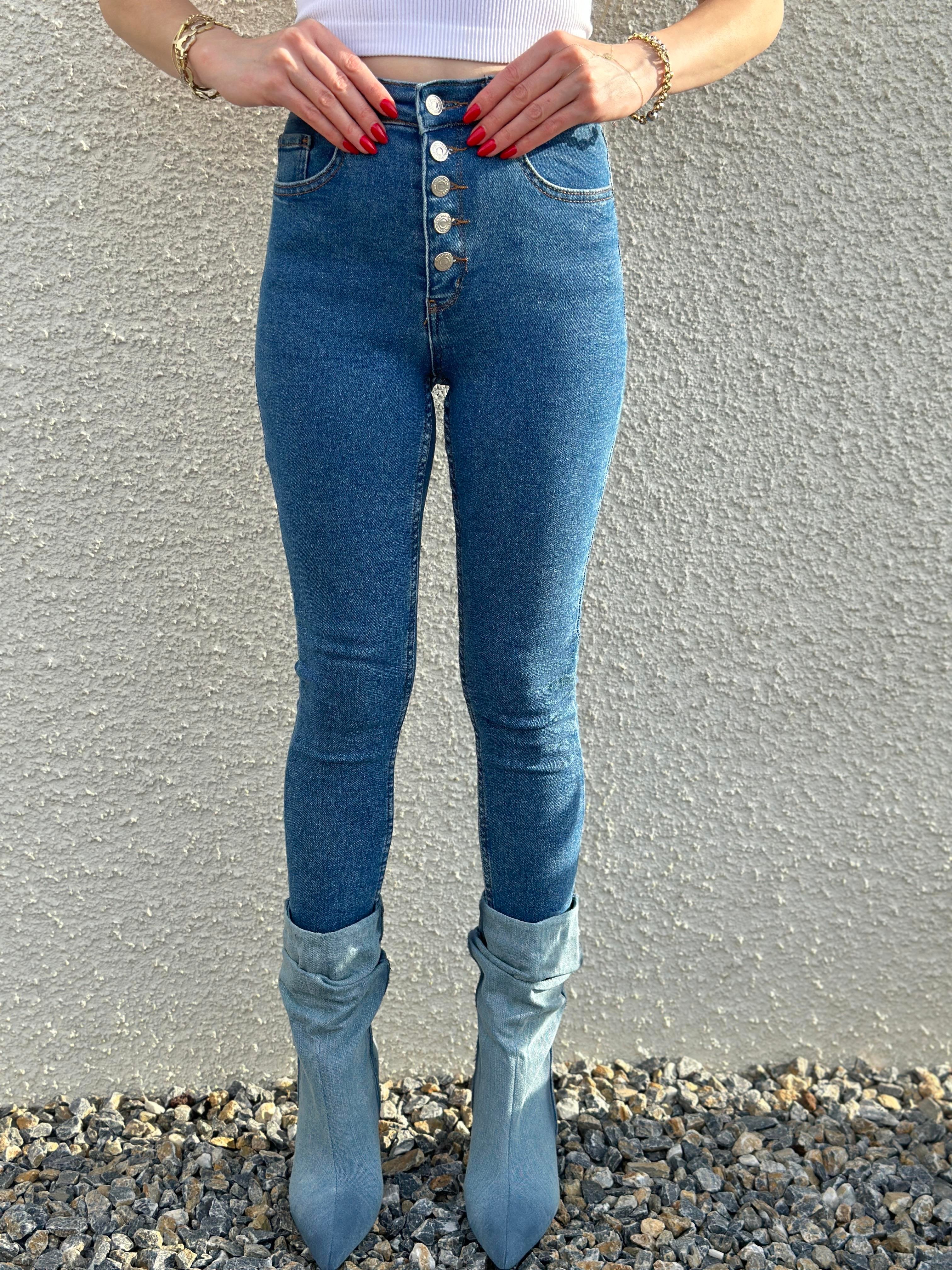 Julia Jeans Önden Düğmeli Slim Fit Mavi