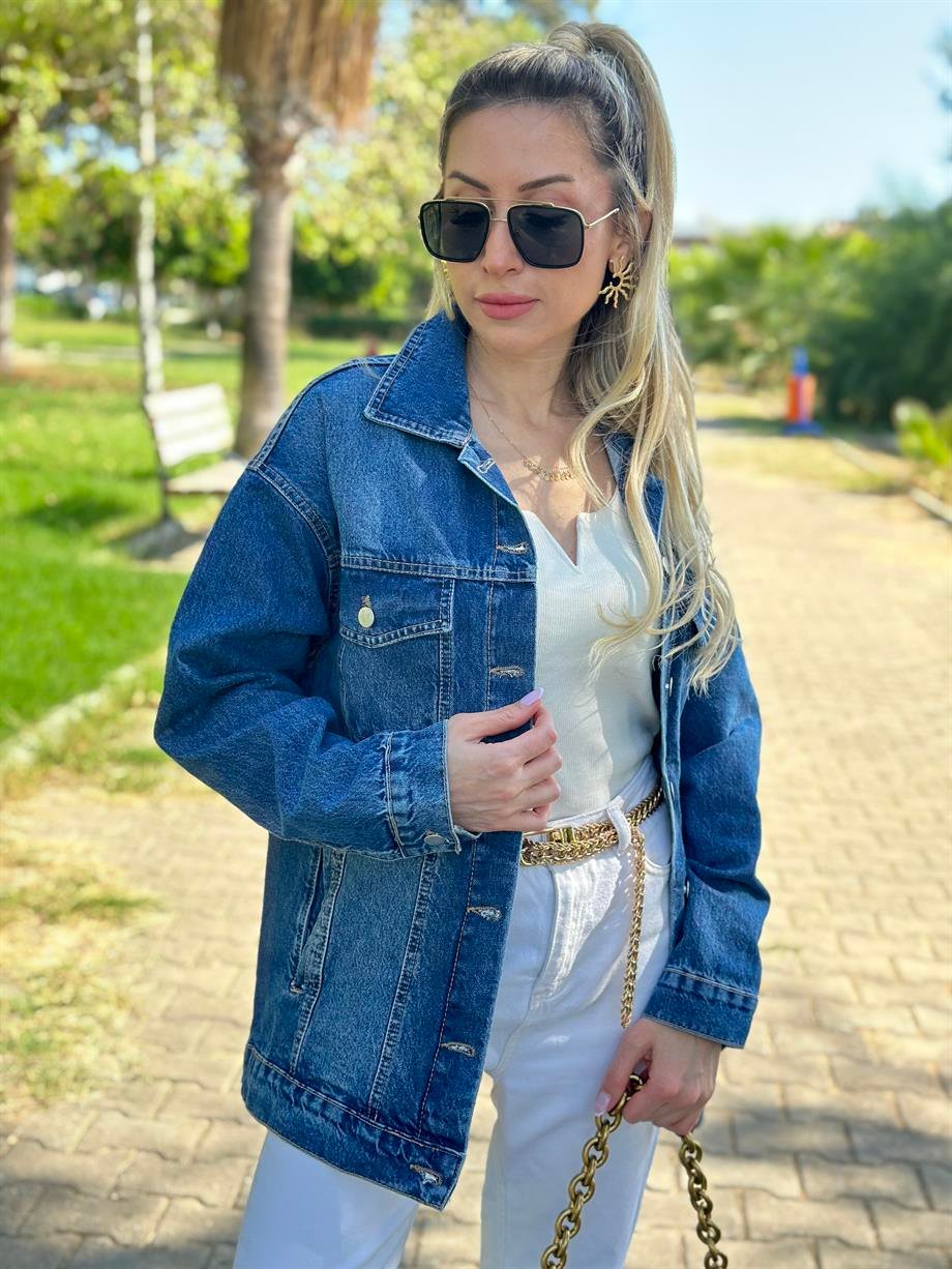 Kot Ceket Halat Detaylı Mavi