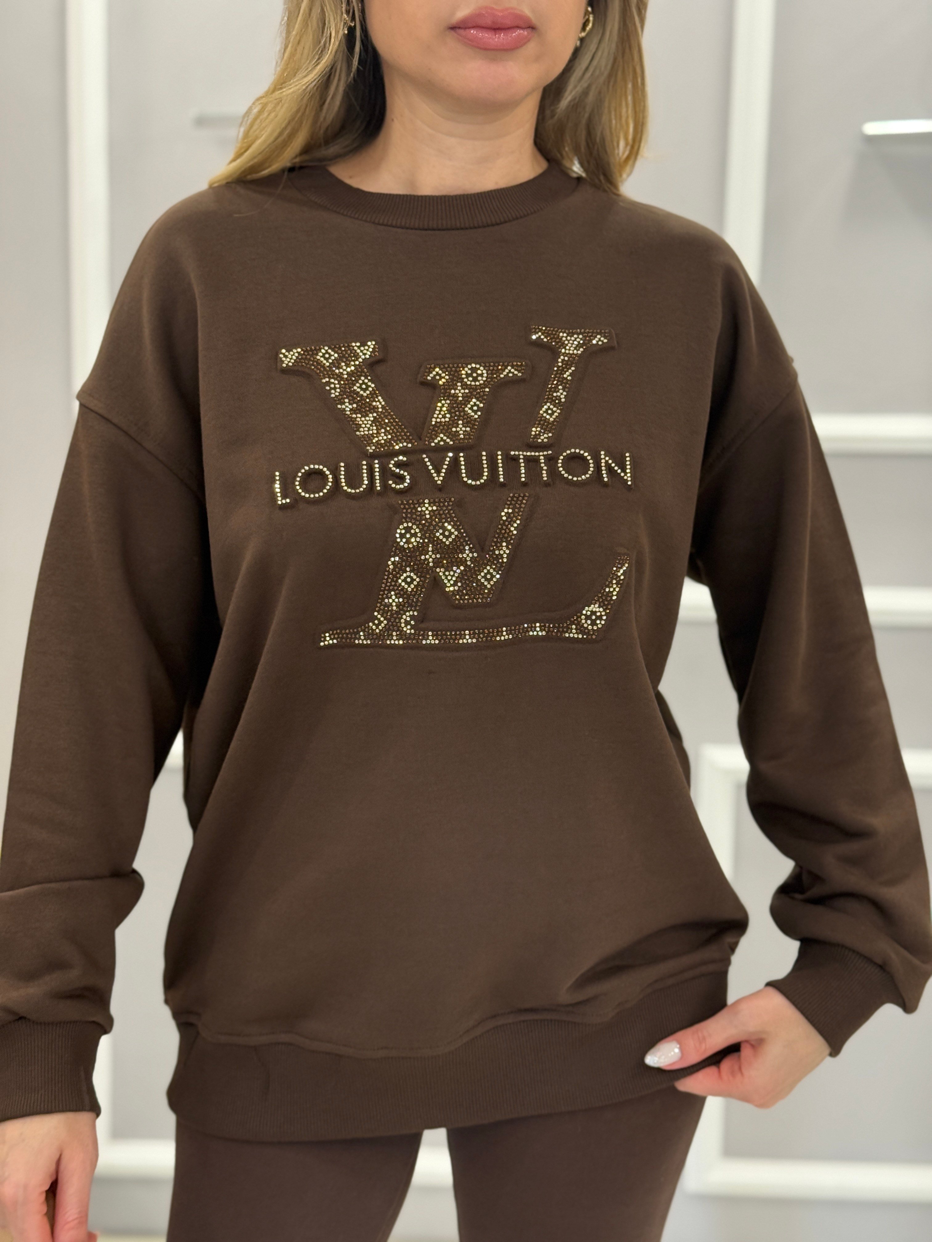 LN Premium Taş Yazılı Sweatshirt Kahverengi 