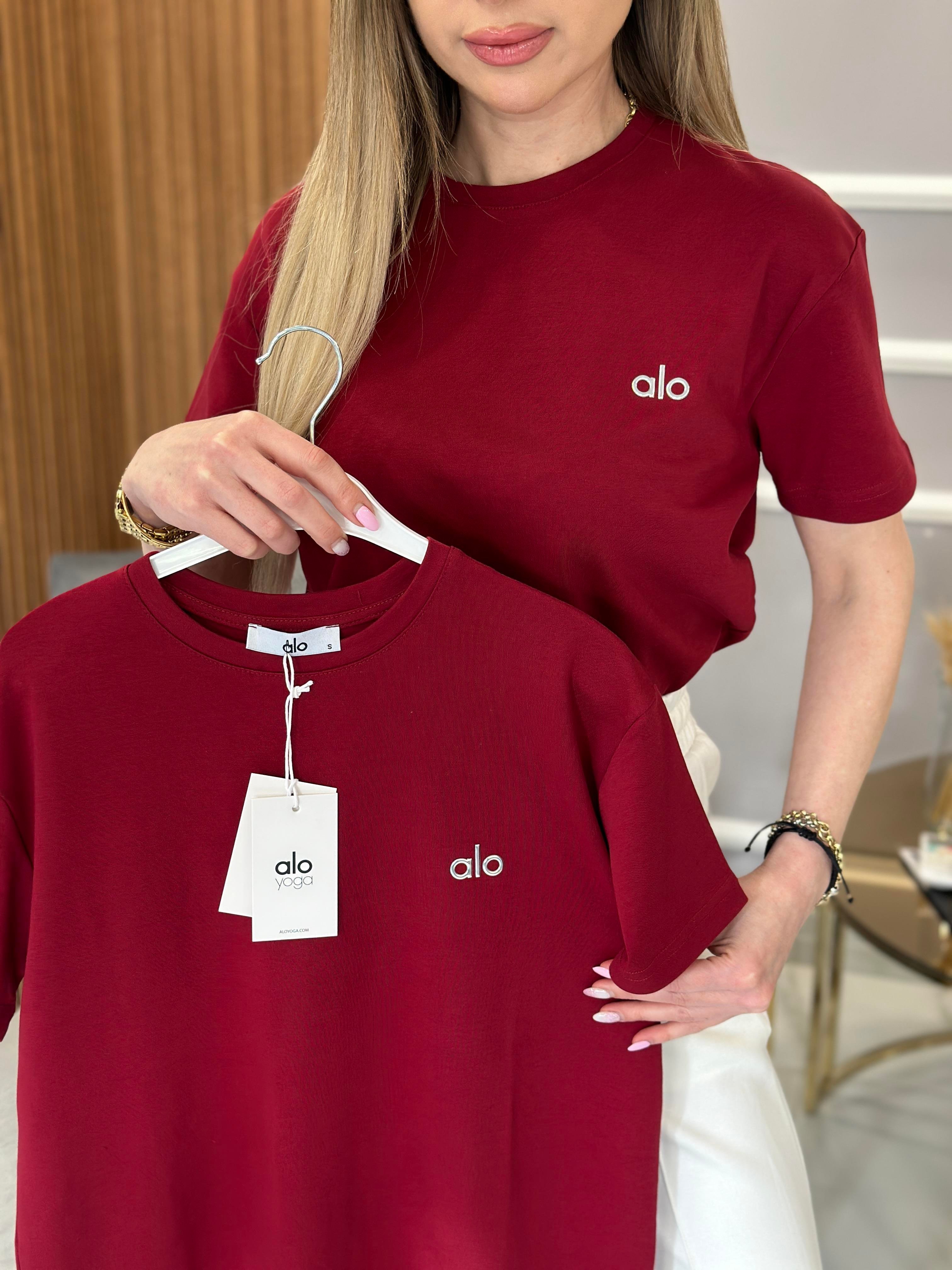 Lo T-shirt Kabartma Yazılı Bordo