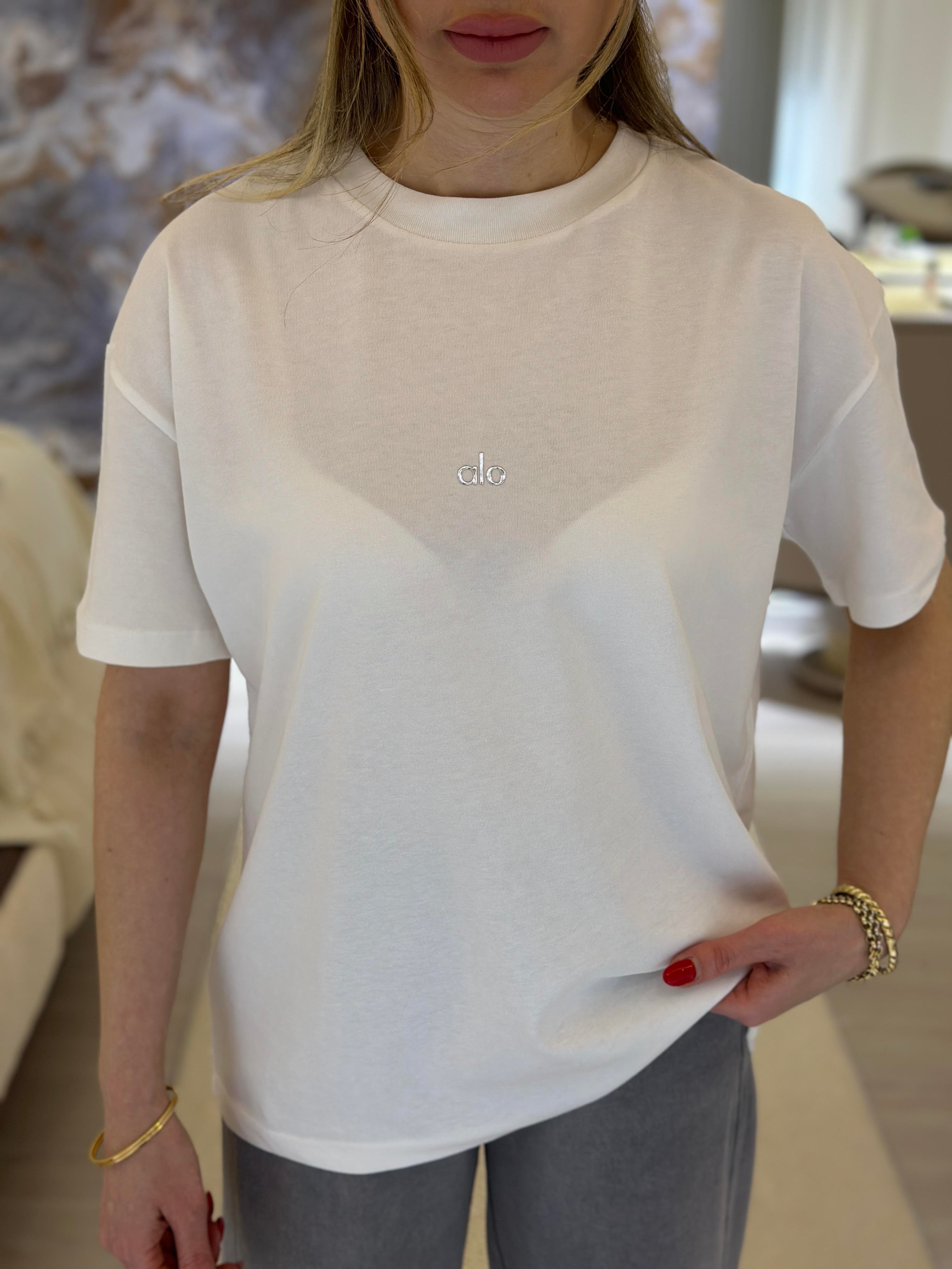 Lo T-shirt Silver Yazı Detaylı Beyaz