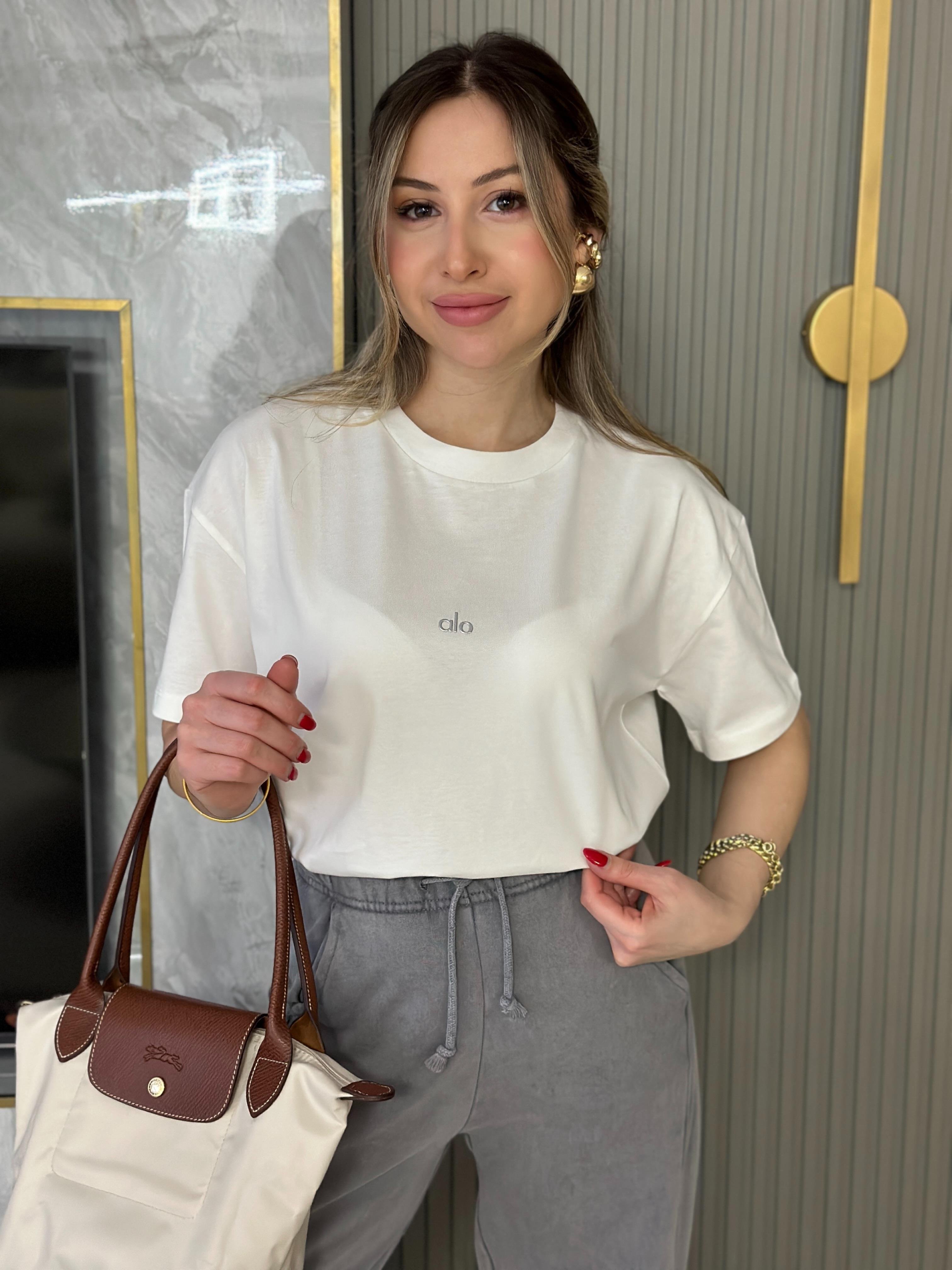 Lo T-shirt Silver Yazı Detaylı Beyaz